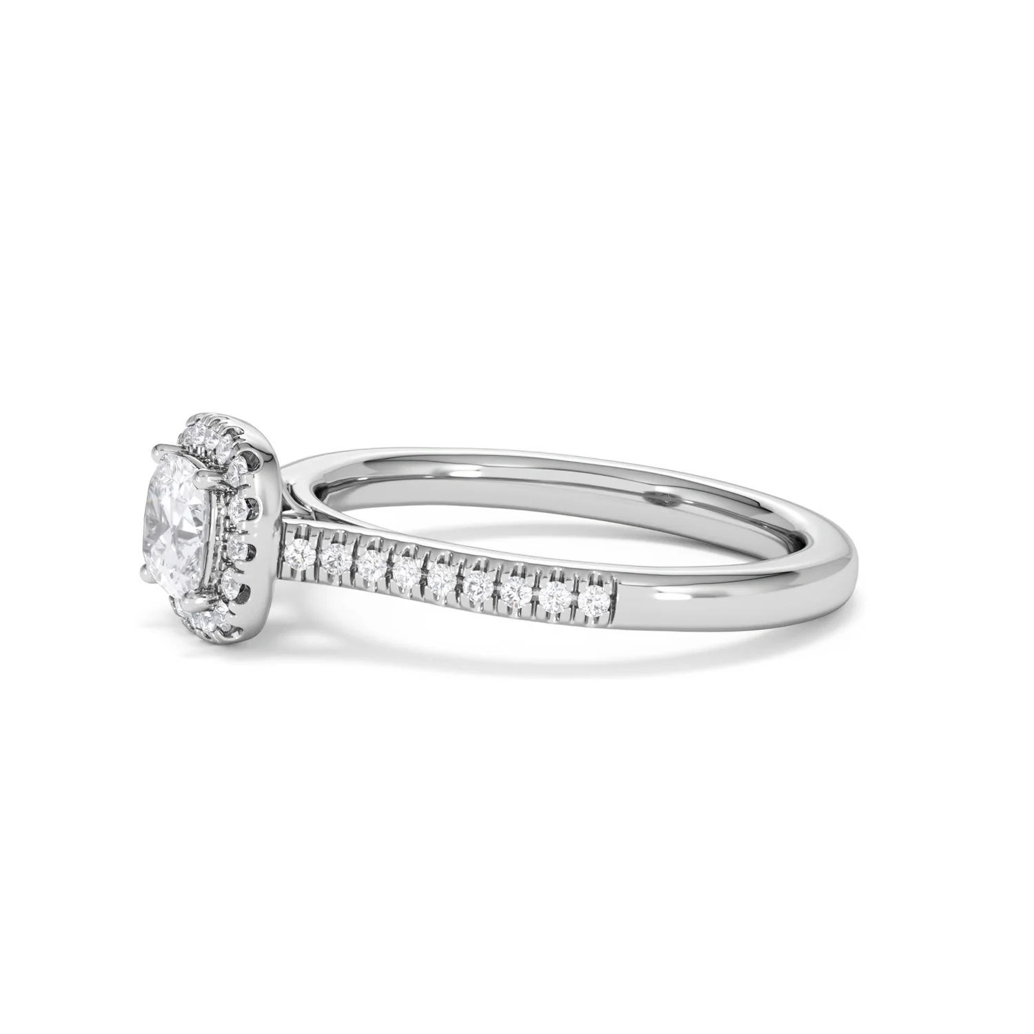 Lumia Cushion Cut Lab Diamond Halo Ring 0.70ct F/VS in 9K White Gold - Image 75