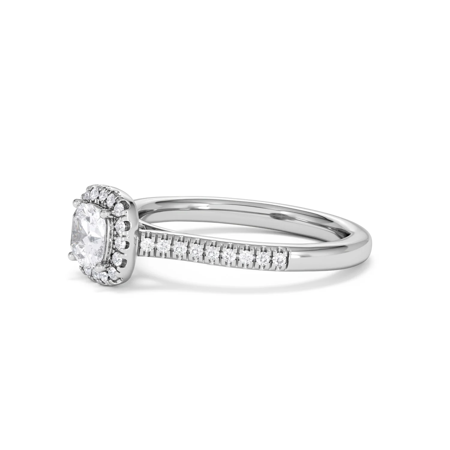 Lumia Cushion Cut Lab Diamond Halo Ring 0.70ct F/VS in 9K White Gold - Image 77
