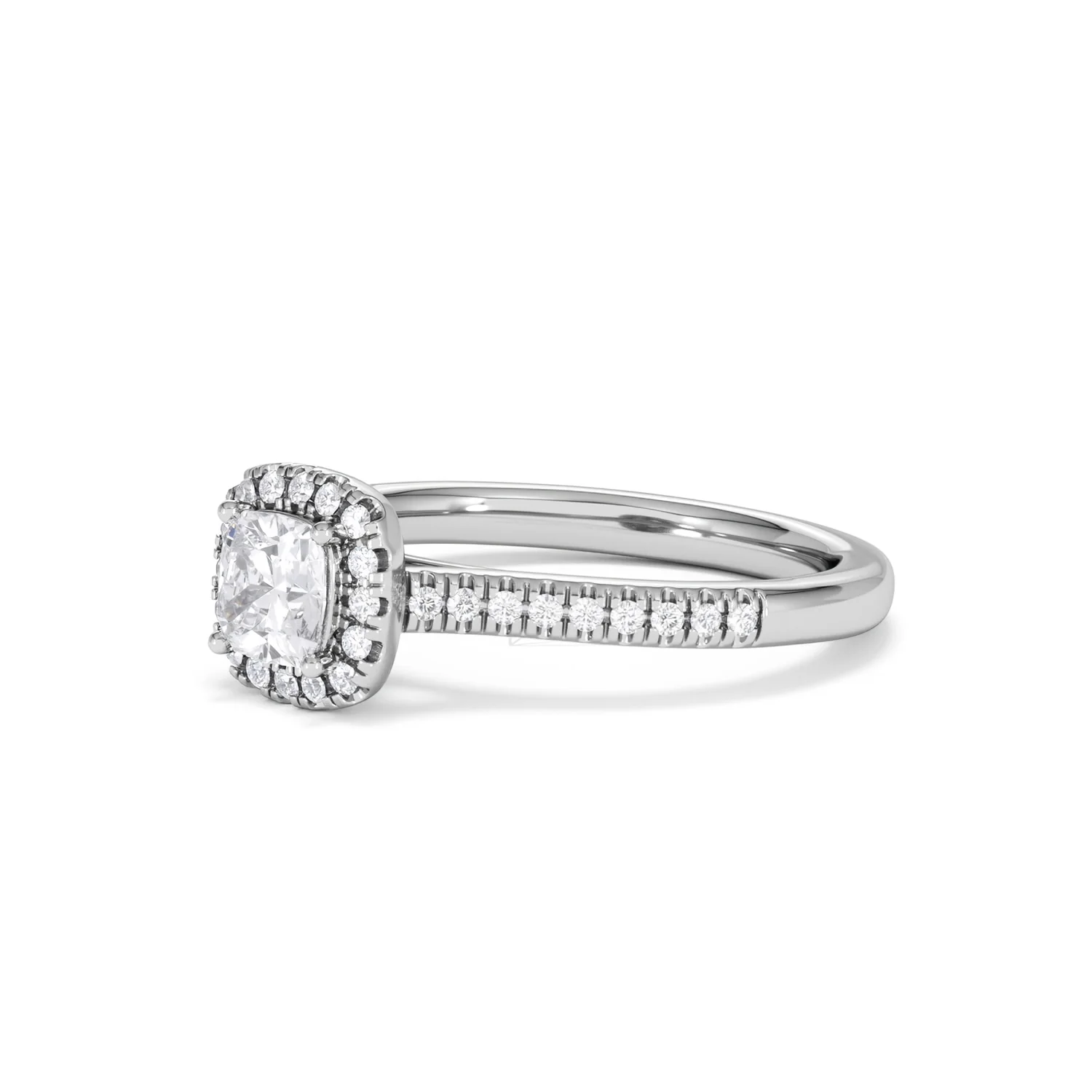 Lumia Cushion Cut Lab Diamond Halo Ring 0.70ct F/VS in 9K White Gold - Image 80