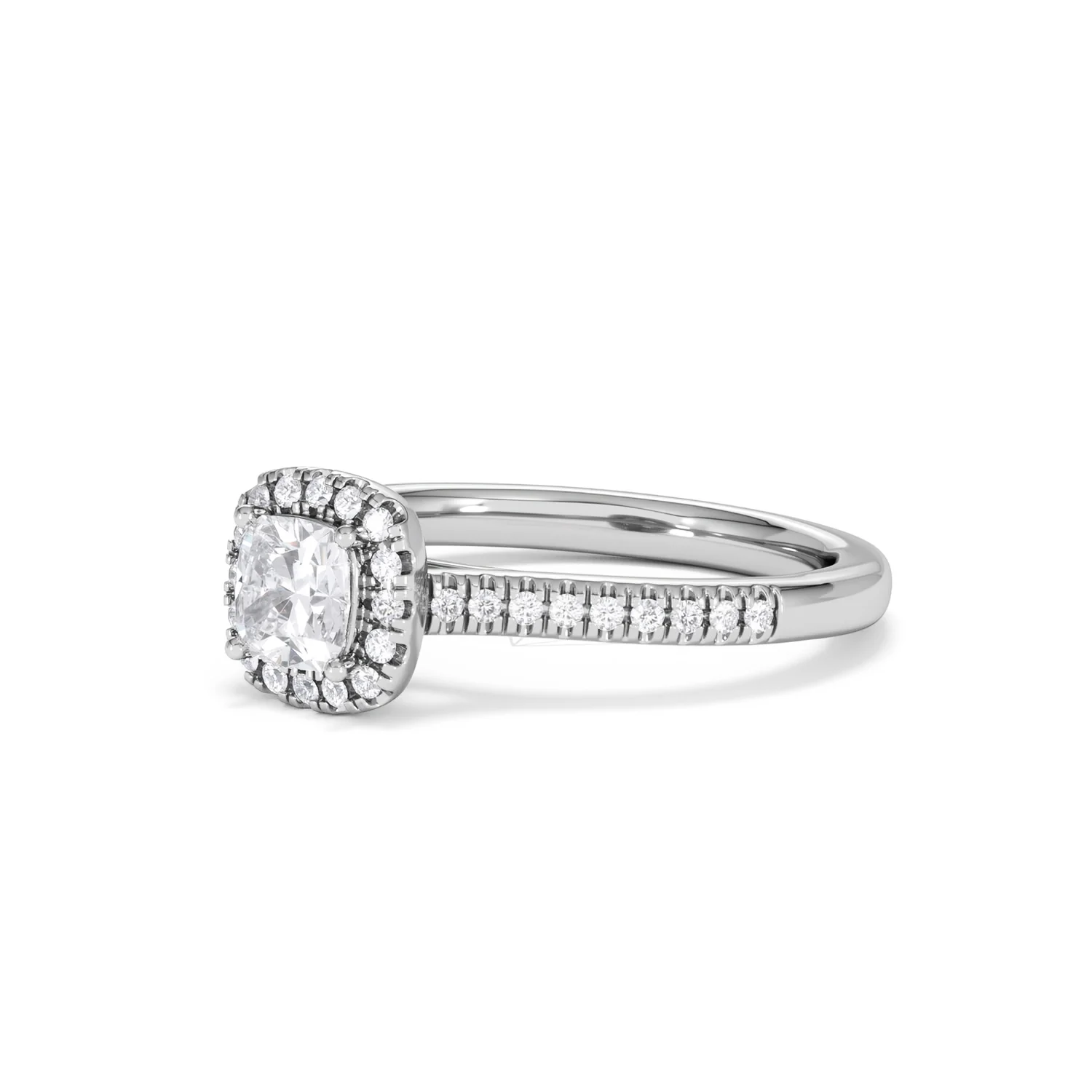 Lumia Cushion Cut Lab Diamond Halo Ring 0.70ct F/VS in 9K White Gold - Image 81