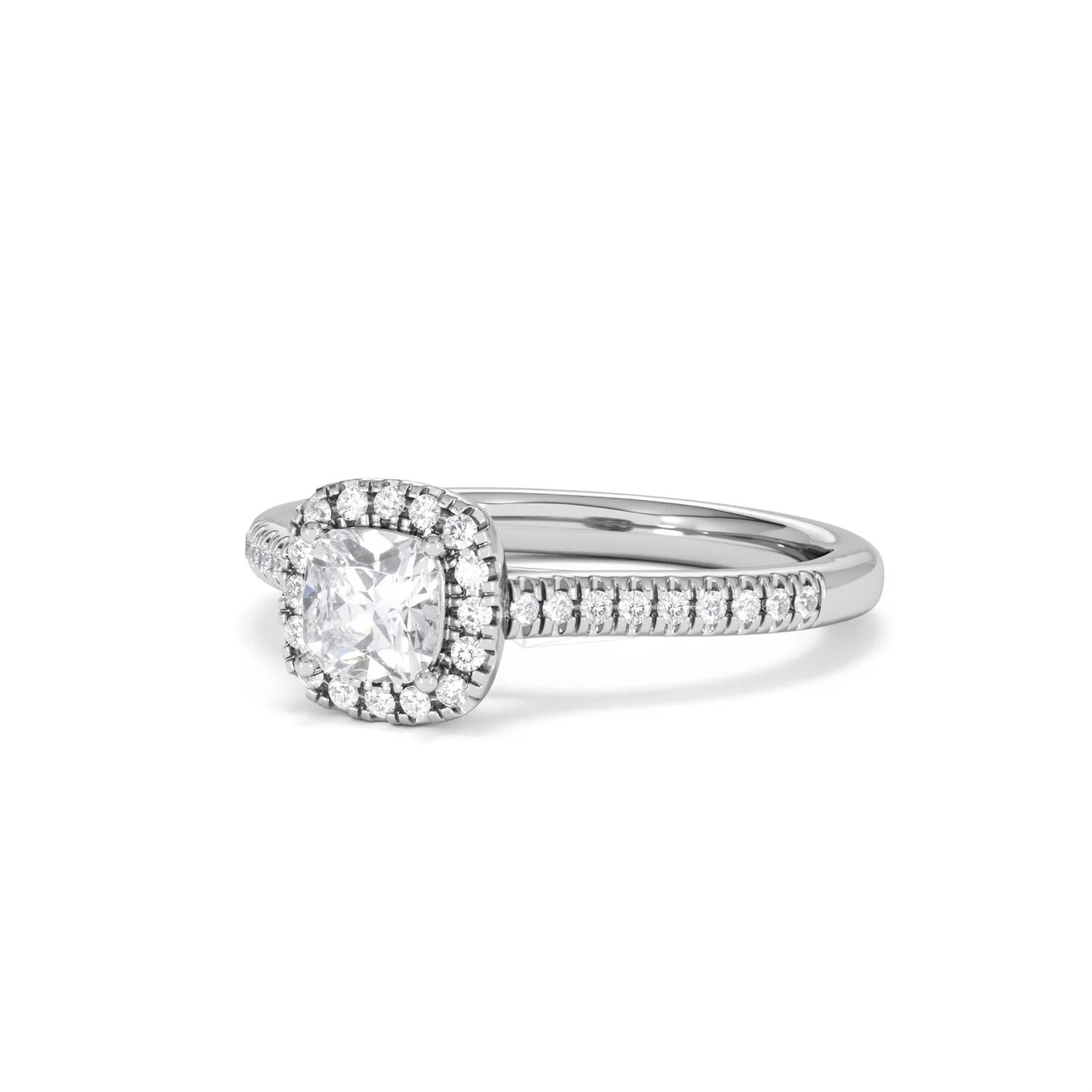 Lumia Cushion Cut Lab Diamond Halo Ring 0.70ct F/VS in 9K White Gold - Image 84