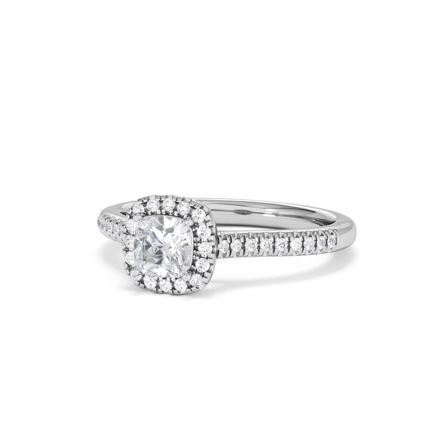 Lumia Cushion Cut Lab Diamond Halo Ring 0.70ct F/VS in 9K White Gold - Image 85