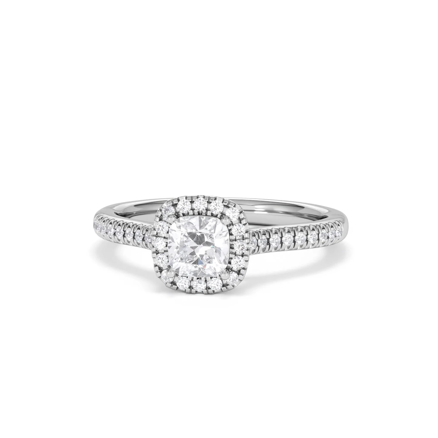 Lumia Cushion Cut Lab Diamond Halo Ring 0.70ct F/VS in 9K White Gold - Image 88