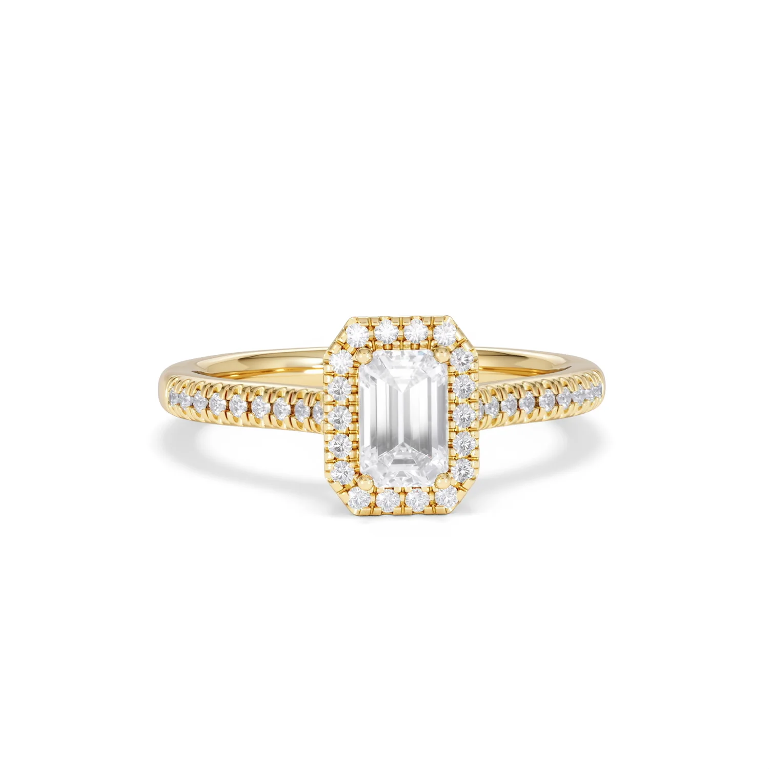 Lumia Cut Emerald Cut Lab Diamond Halo Ring 0.70ct F/VS in 9K Gold - Image 10