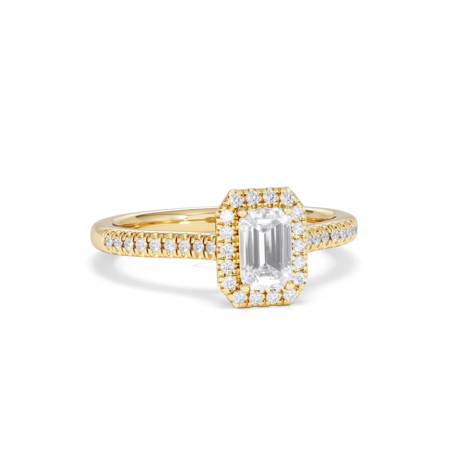 Lumia Cut Emerald Cut Lab Diamond Halo Ring 0.70ct F/VS in 9K Gold - Image 12