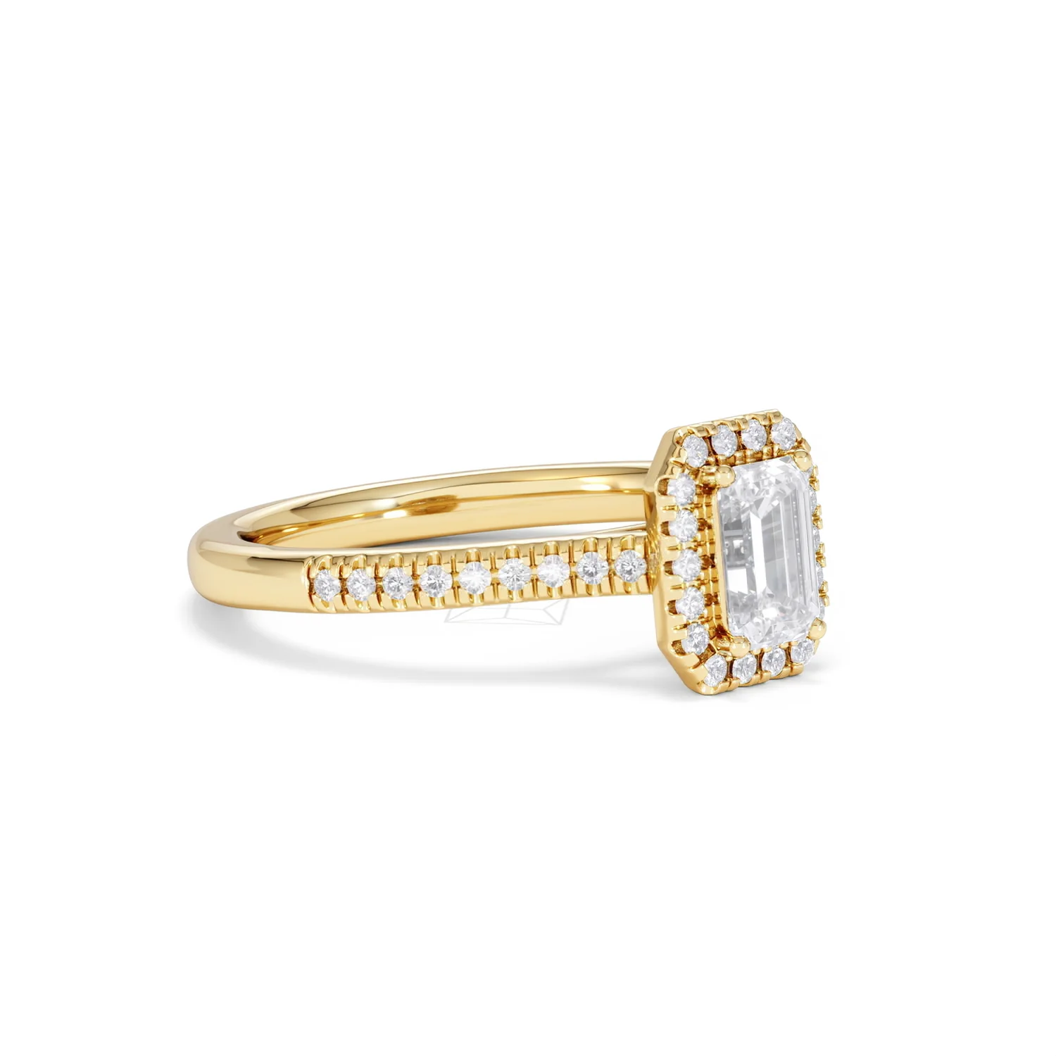 Lumia Cut Emerald Cut Lab Diamond Halo Ring 0.70ct F/VS in 9K Gold - Image 18
