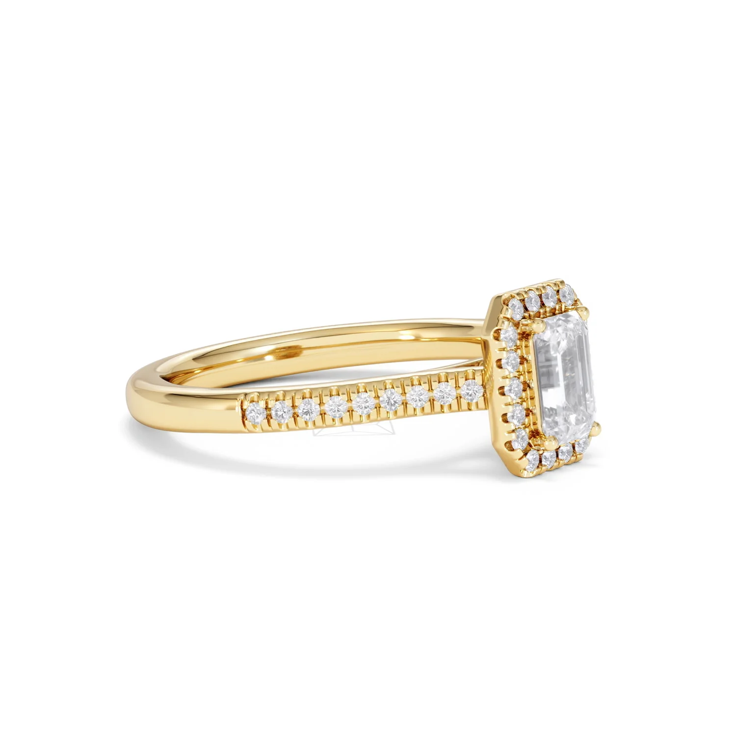 Lumia Cut Emerald Cut Lab Diamond Halo Ring 0.70ct F/VS in 9K Gold - Image 20