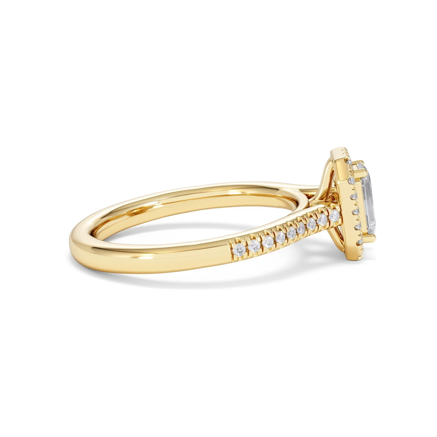 Lumia Cut Emerald Cut Lab Diamond Halo Ring 0.70ct F/VS in 9K Gold - Image 29