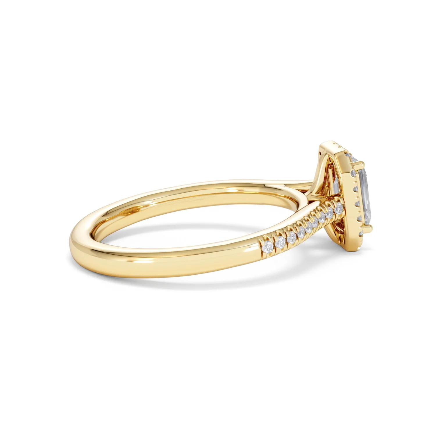 Lumia Cut Emerald Cut Lab Diamond Halo Ring 0.70ct F/VS in 9K Gold - Image 32