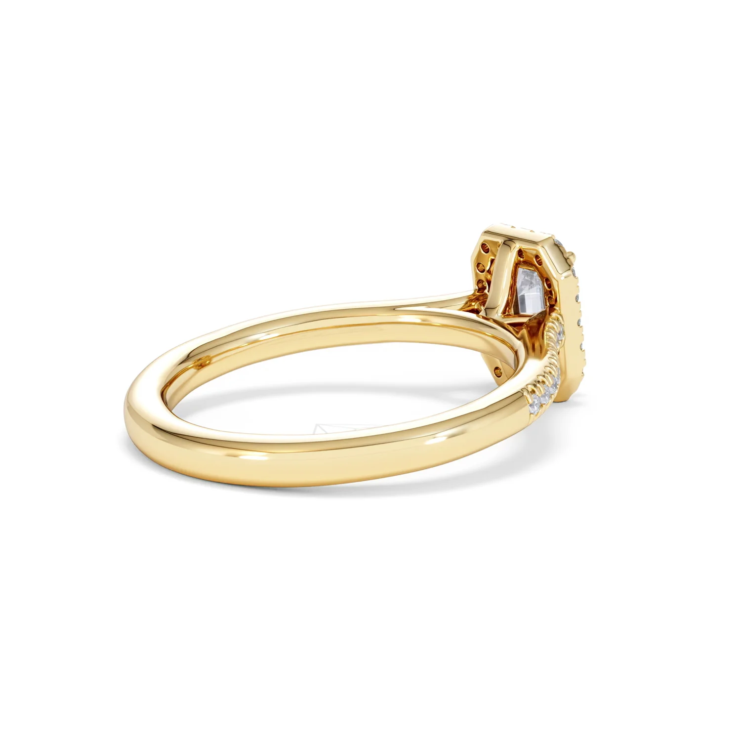 Lumia Cut Emerald Cut Lab Diamond Halo Ring 0.70ct F/VS in 9K Gold - Image 38