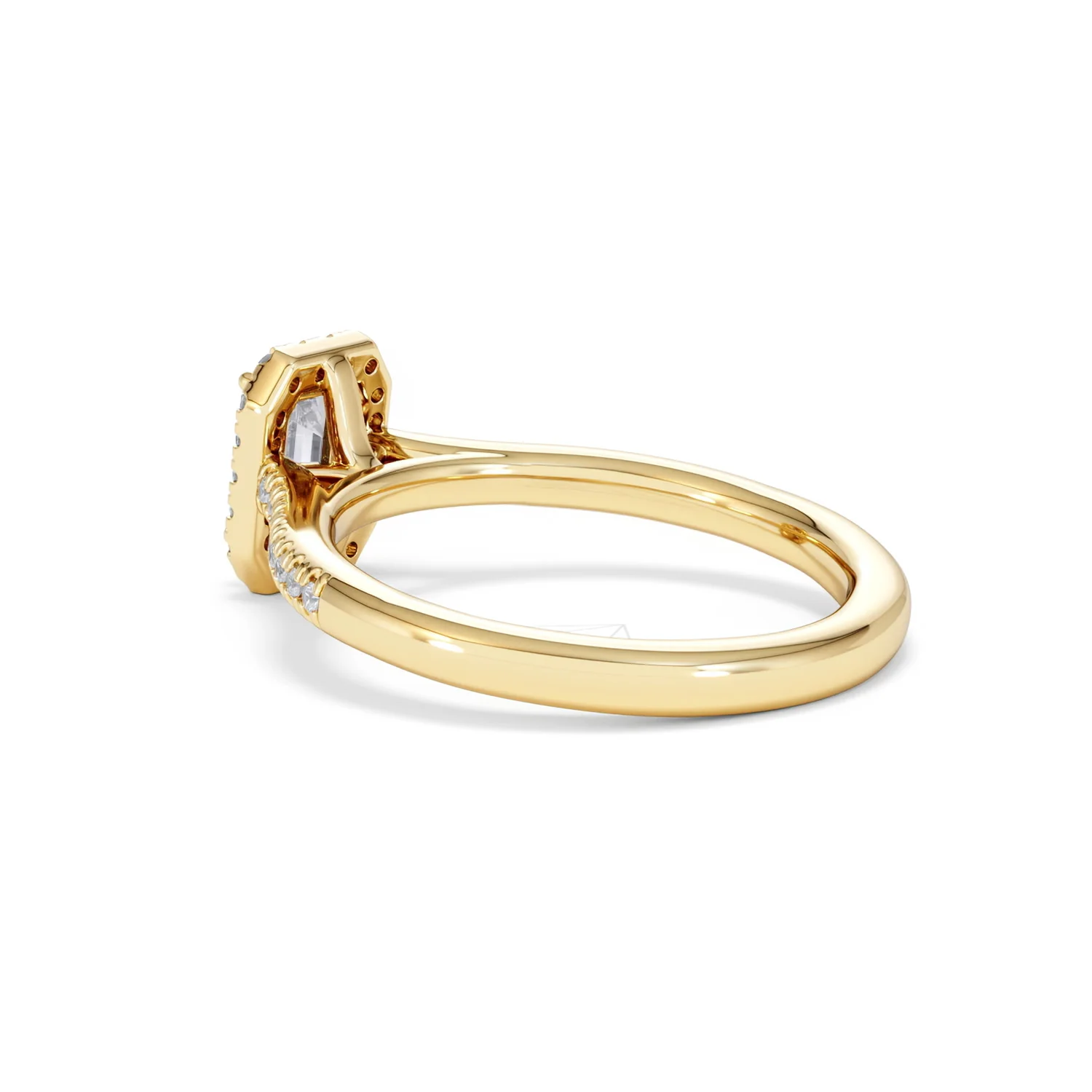 Lumia Cut Emerald Cut Lab Diamond Halo Ring 0.70ct F/VS in 9K Gold - Image 60