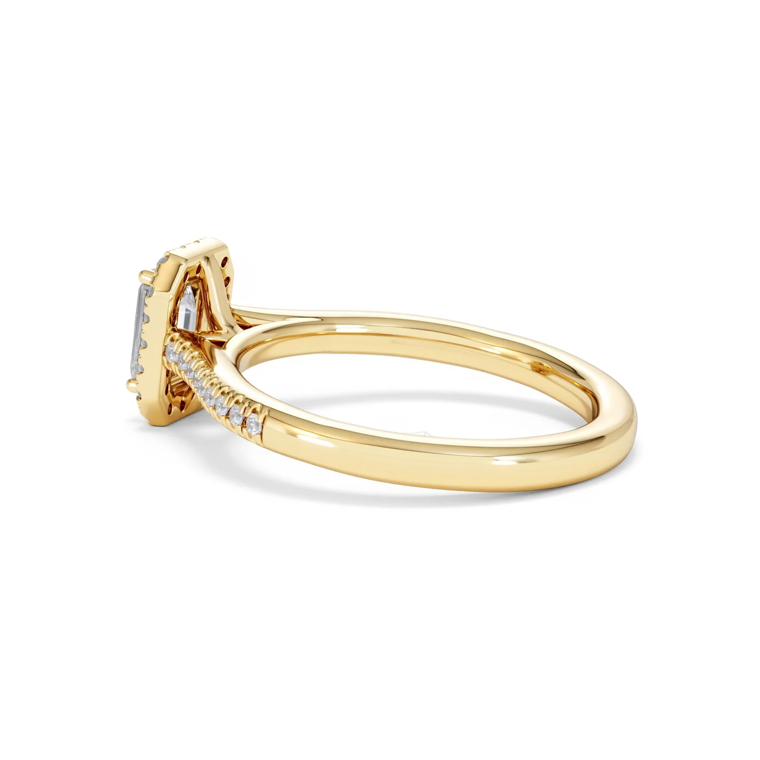 Lumia Cut Emerald Cut Lab Diamond Halo Ring 0.70ct F/VS in 9K Gold - Image 63