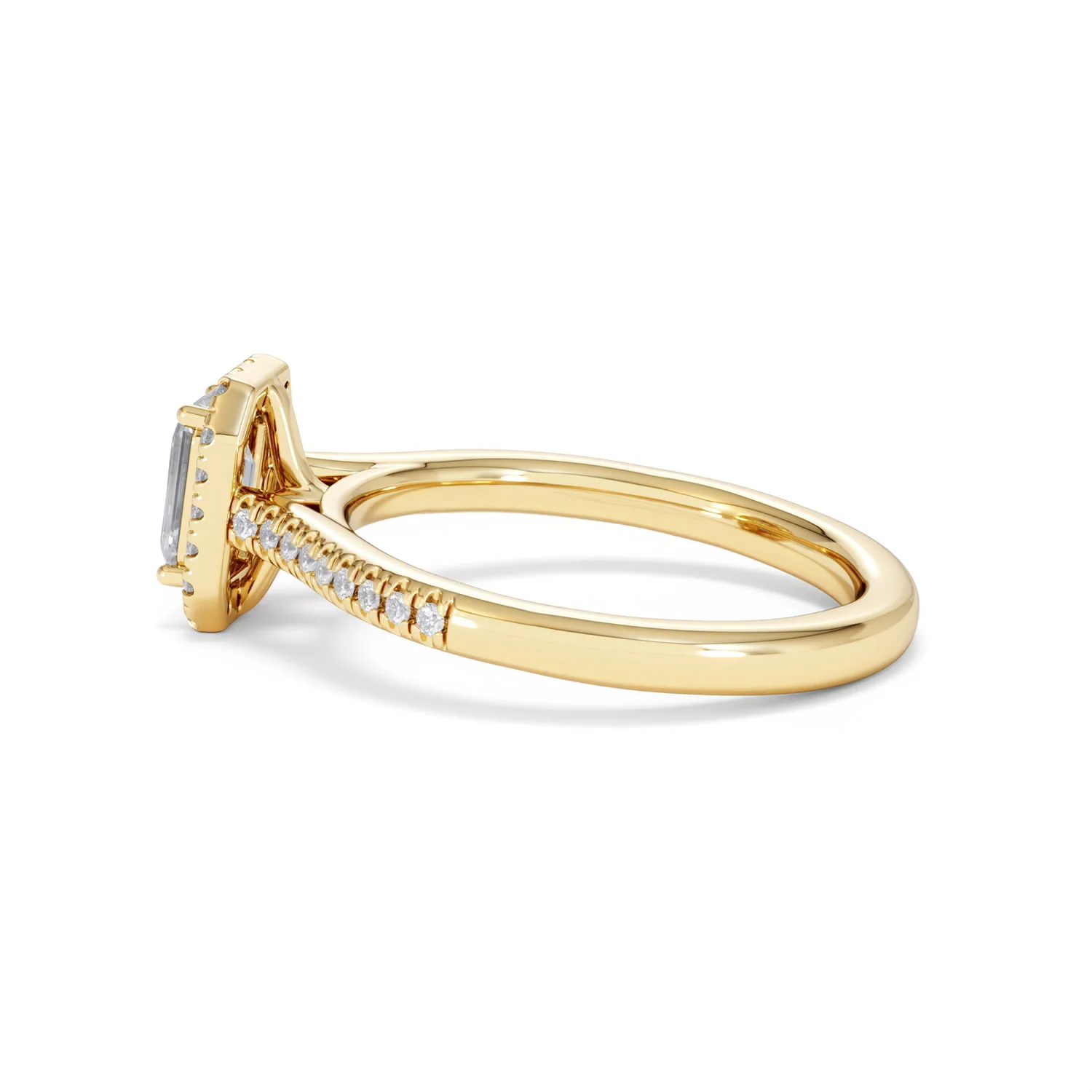 Lumia Cut Emerald Cut Lab Diamond Halo Ring 0.70ct F/VS in 9K Gold - Image 66