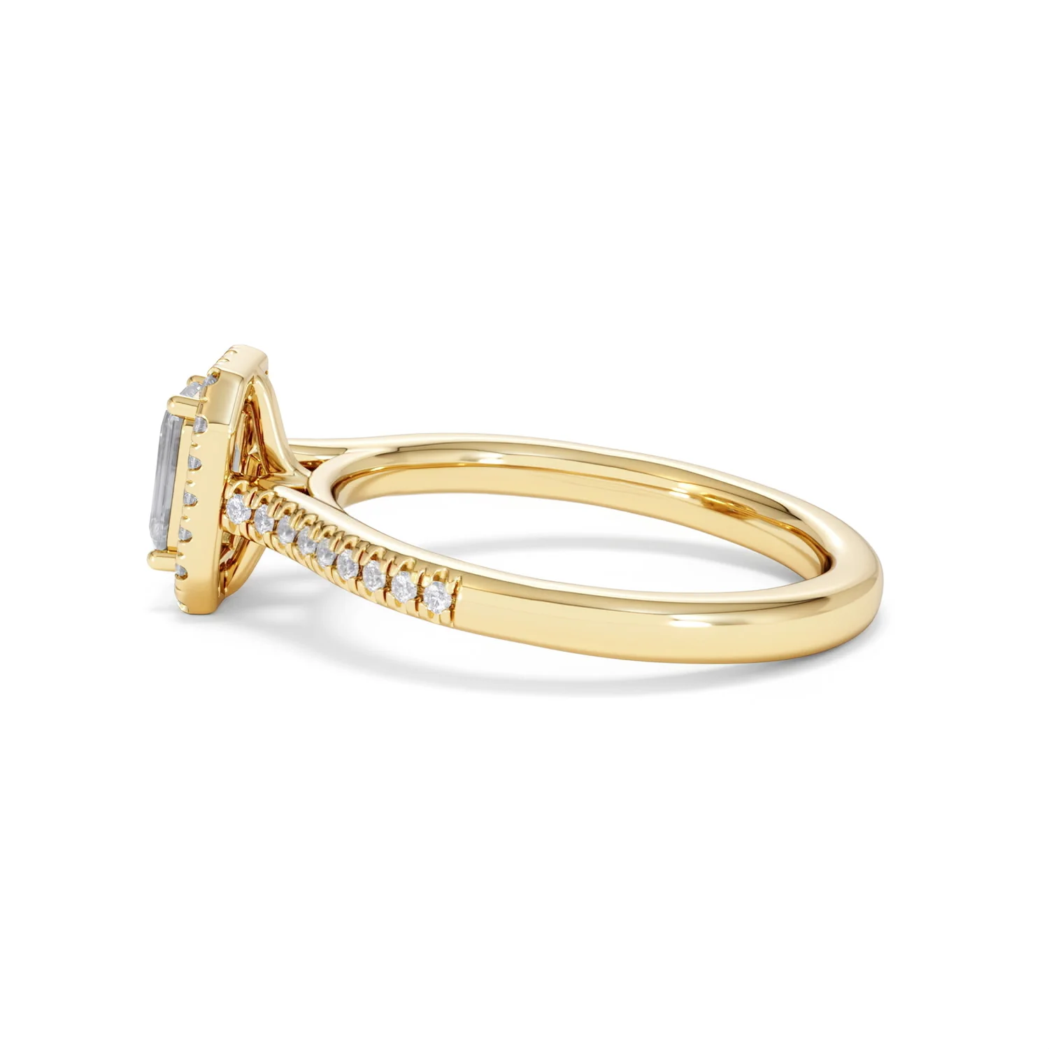 Lumia Cut Emerald Cut Lab Diamond Halo Ring 0.70ct F/VS in 9K Gold - Image 67
