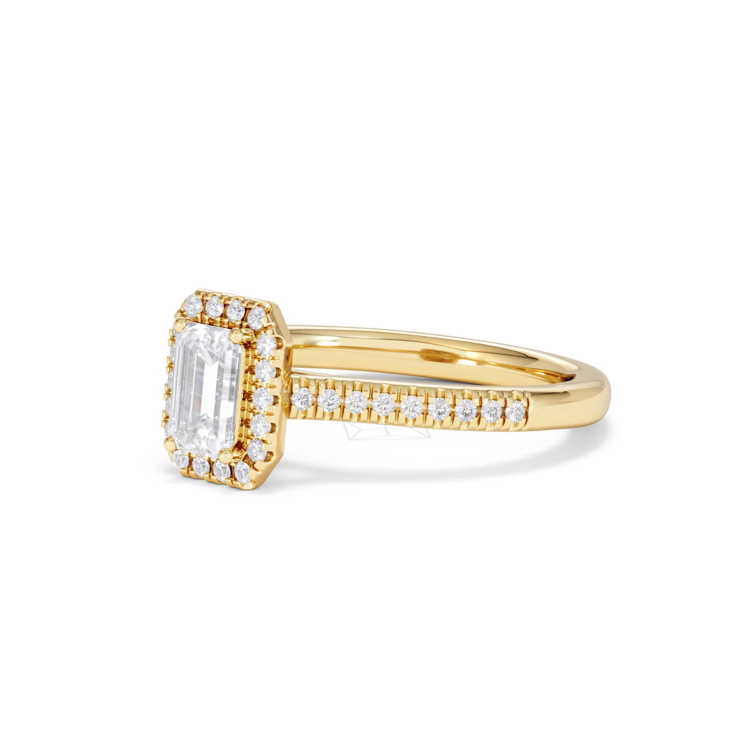 Lumia Cut Emerald Cut Lab Diamond Halo Ring 0.70ct F/VS in 9K Gold - Image 80