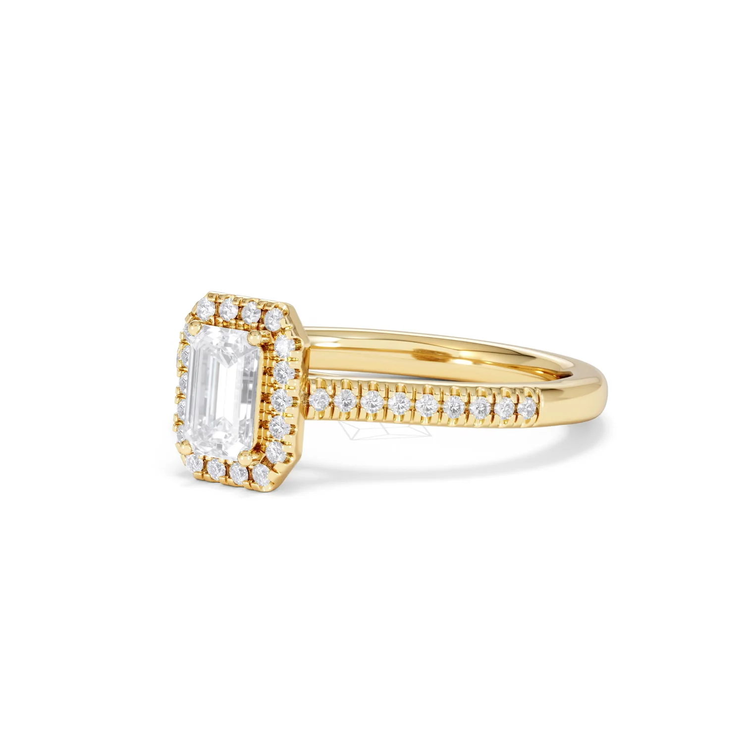Lumia Cut Emerald Cut Lab Diamond Halo Ring 0.70ct F/VS in 9K Gold - Image 81