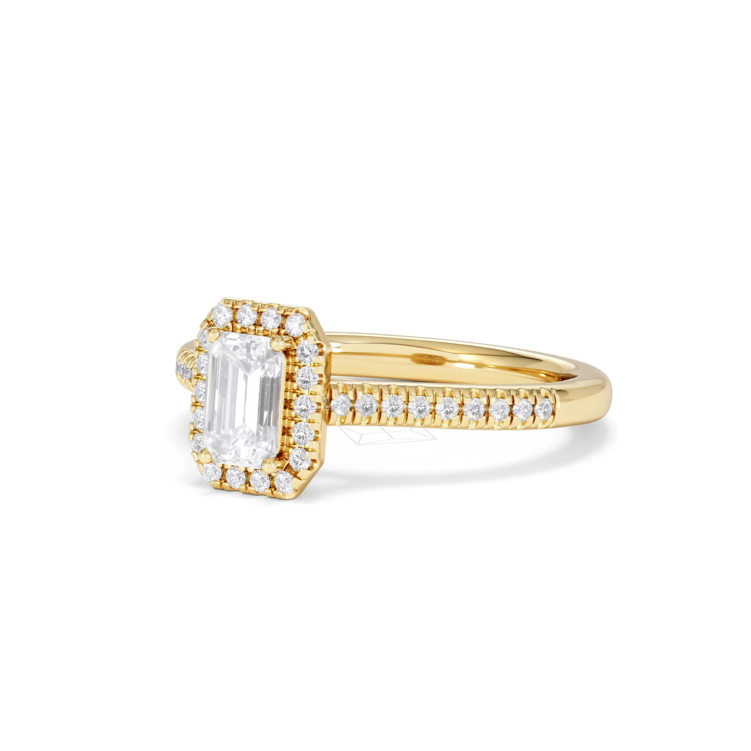 Lumia Cut Emerald Cut Lab Diamond Halo Ring 0.70ct F/VS in 9K Gold - Image 82