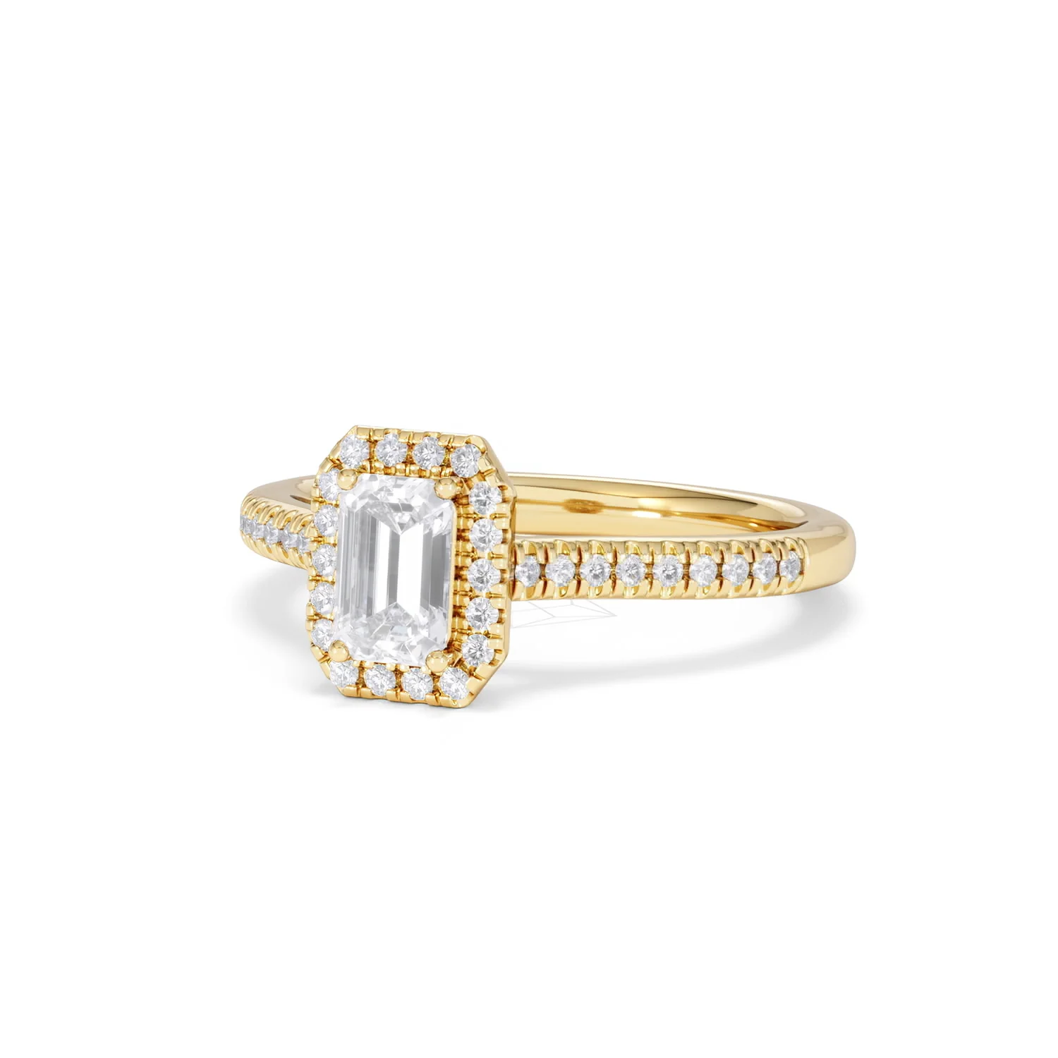 Lumia Cut Emerald Cut Lab Diamond Halo Ring 0.70ct F/VS in 9K Gold - Image 84