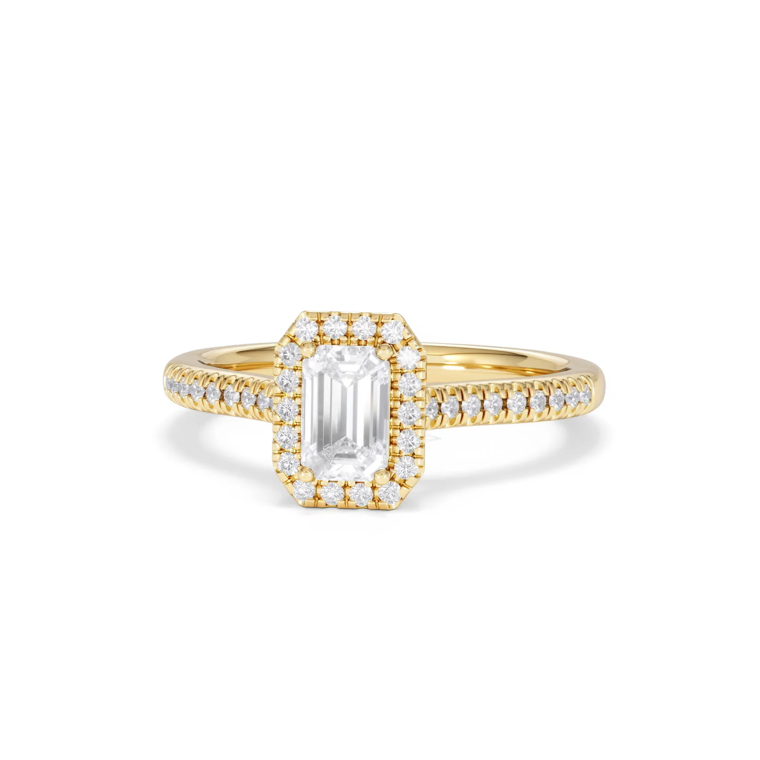 Lumia Cut Emerald Cut Lab Diamond Halo Ring 0.70ct F/VS in 9K Gold - Image 87