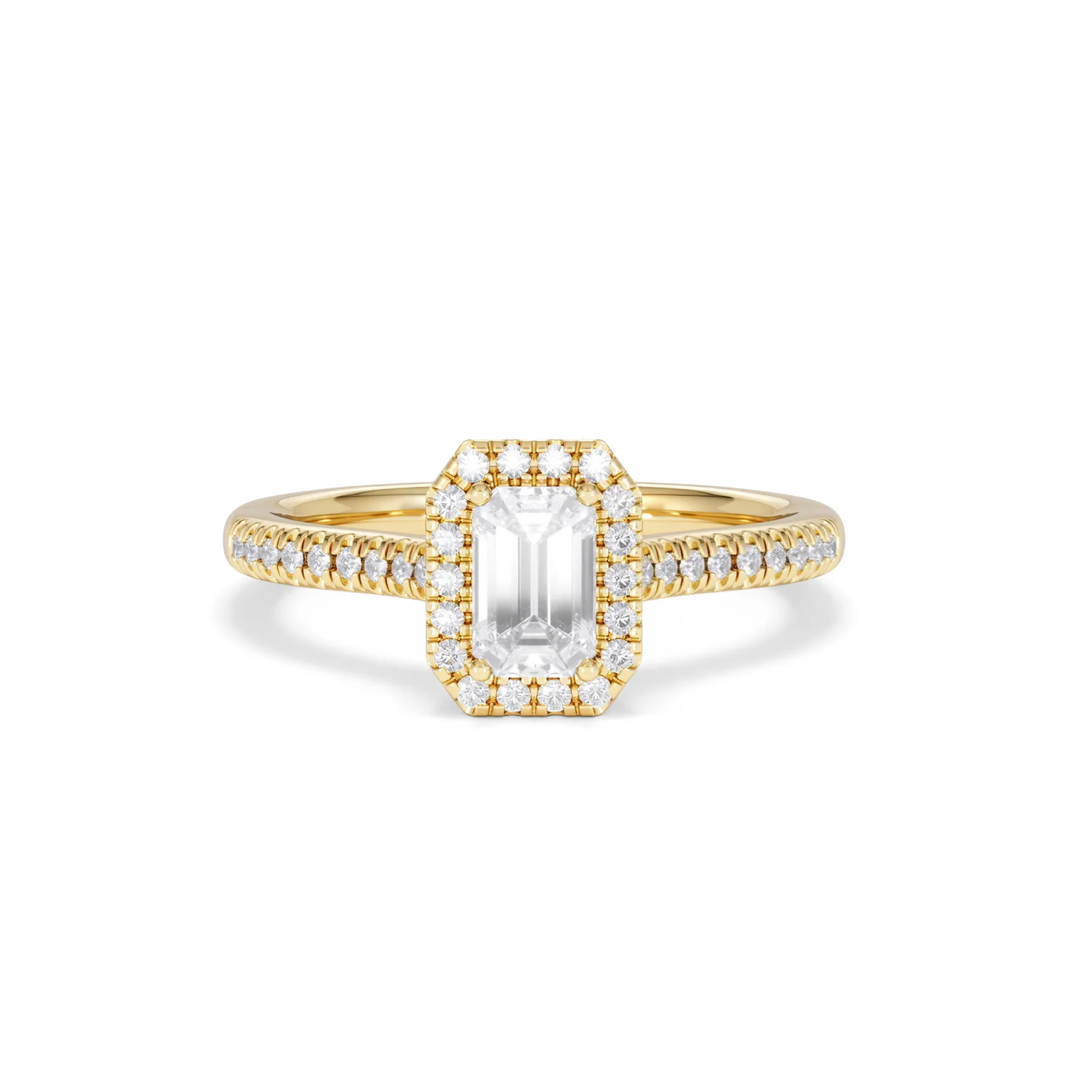Lumia Cut Emerald Cut Lab Diamond Halo Ring 0.70ct F/VS in 9K Gold - Image 9