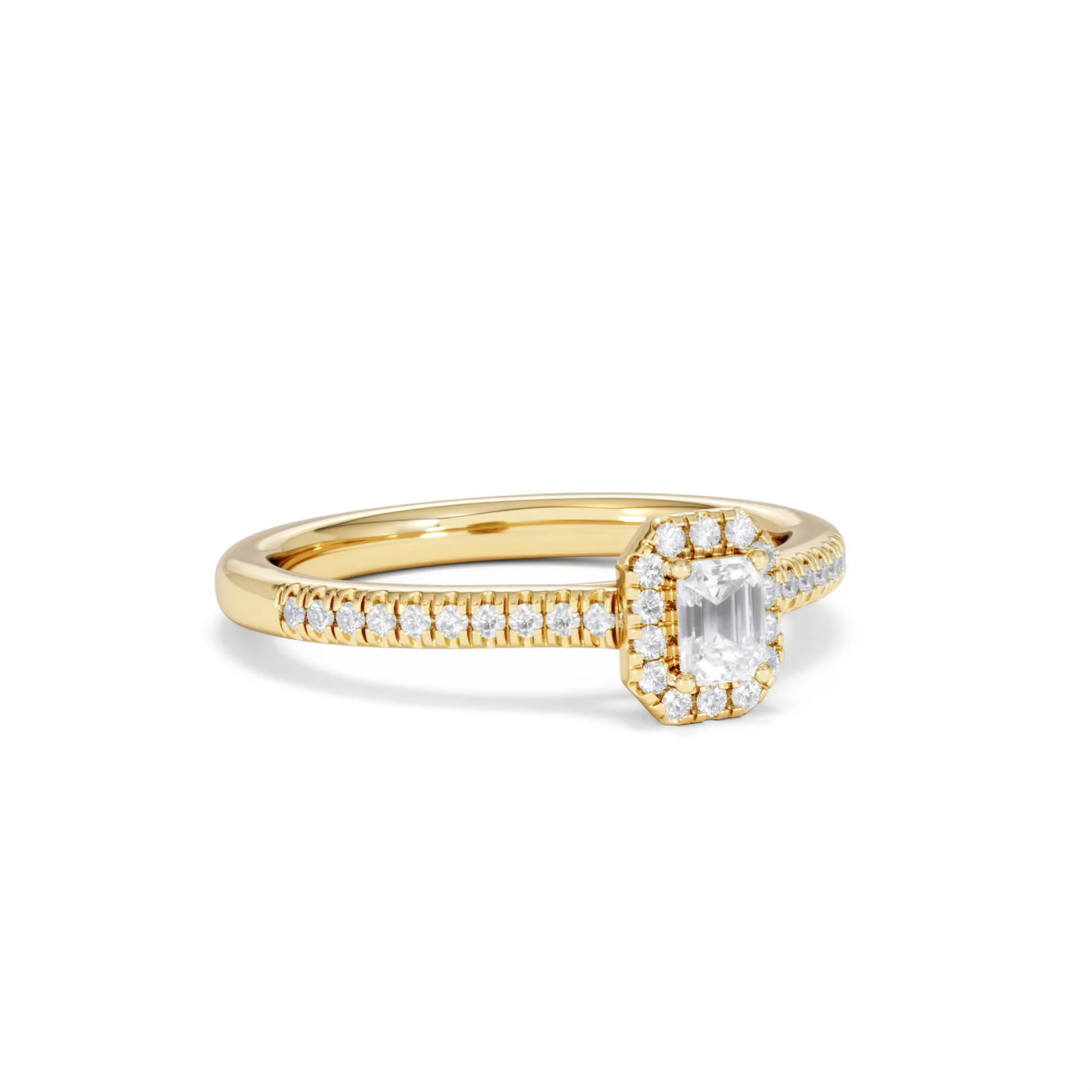 Lumia Emerald Cut Lab Diamond Halo Ring 0.33ct F/VS in 18K Gold Vermeil - Image 16