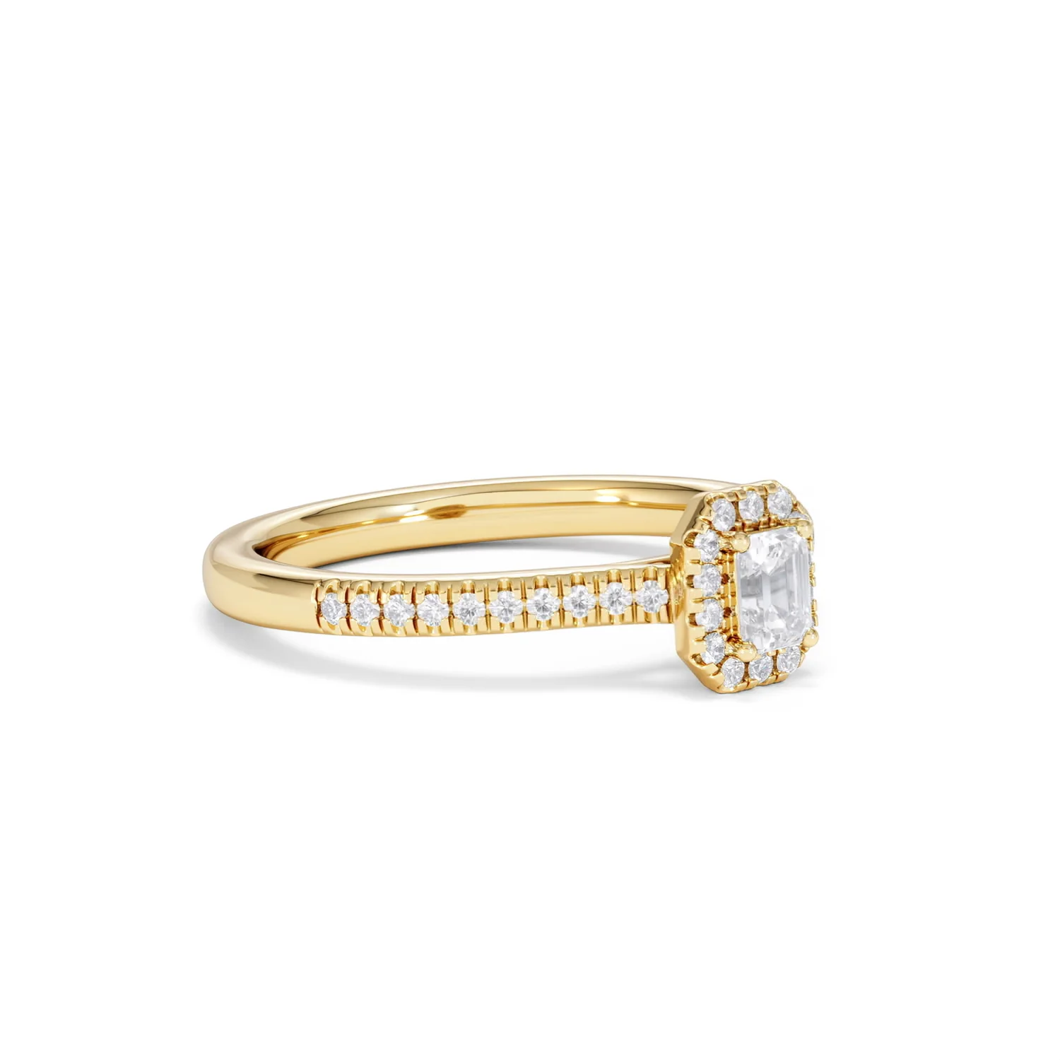 Lumia Emerald Cut Lab Diamond Halo Ring 0.33ct F/VS in 18K Gold Vermeil - Image 19