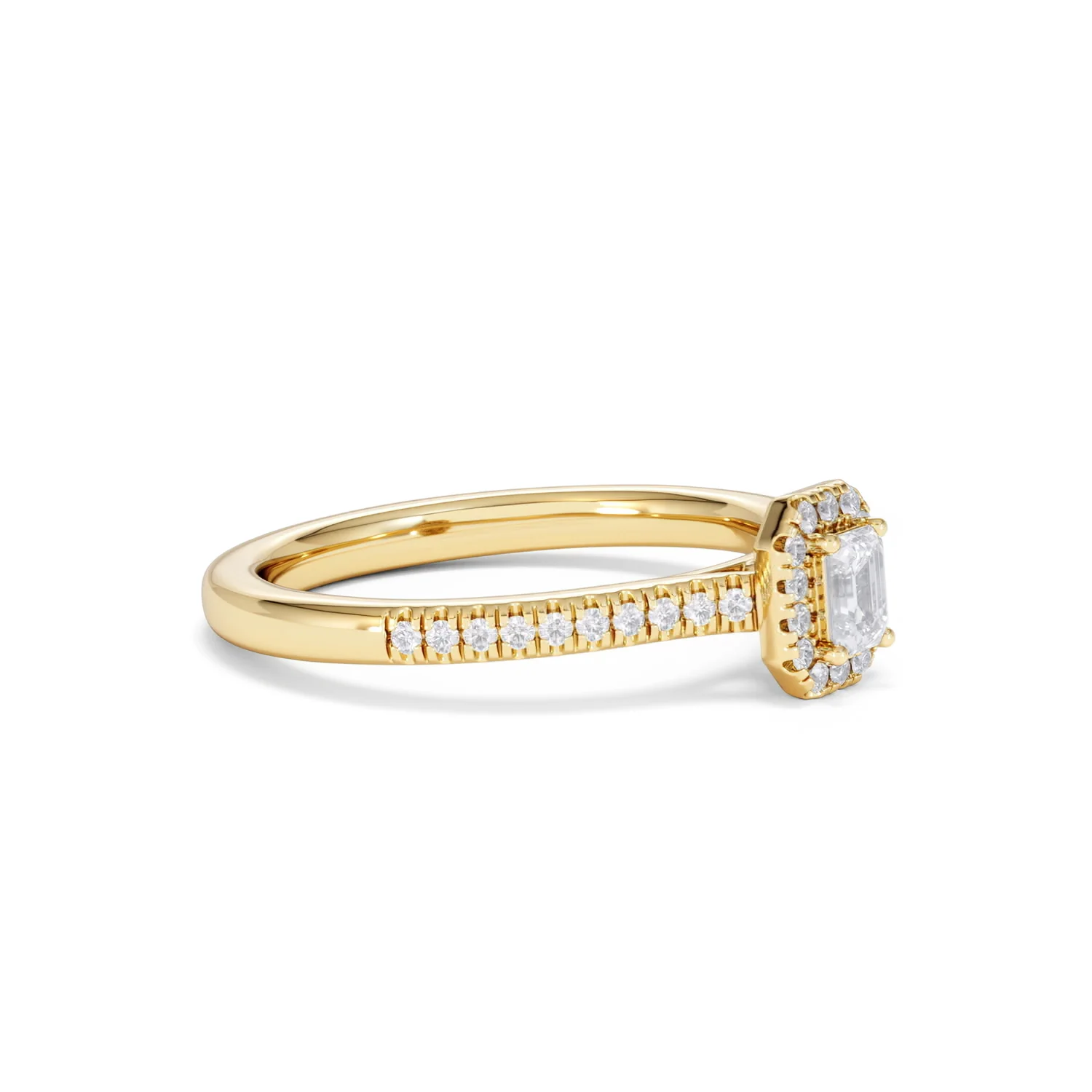 Lumia Emerald Cut Lab Diamond Halo Ring 0.33ct F/VS in 18K Gold Vermeil - Image 22