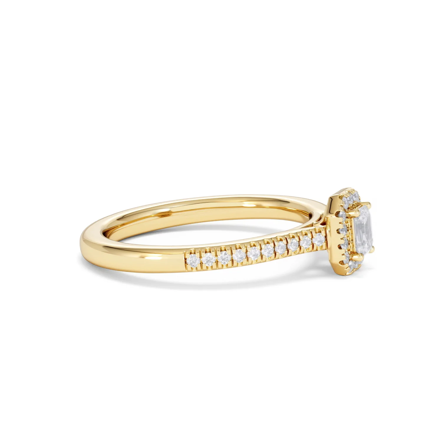 Lumia Emerald Cut Lab Diamond Halo Ring 0.33ct F/VS in 18K Gold Vermeil - Image 25