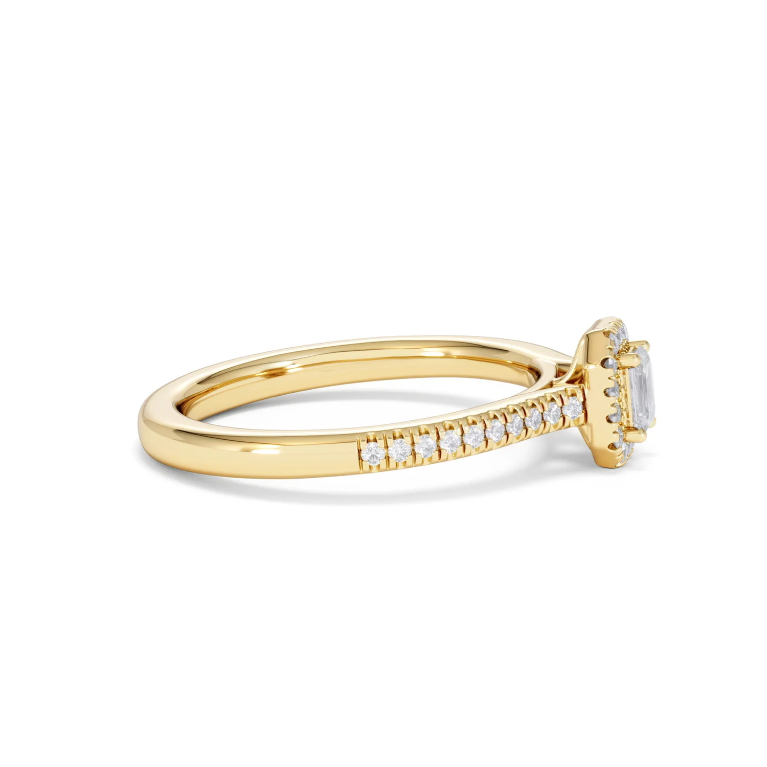 Lumia Emerald Cut Lab Diamond Halo Ring 0.33ct F/VS in 18K Gold Vermeil - Image 27
