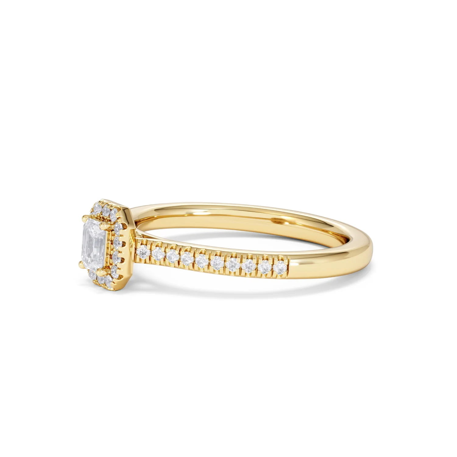 Lumia Emerald Cut Lab Diamond Halo Ring 0.33ct F/VS in 18K Gold Vermeil - Image 77