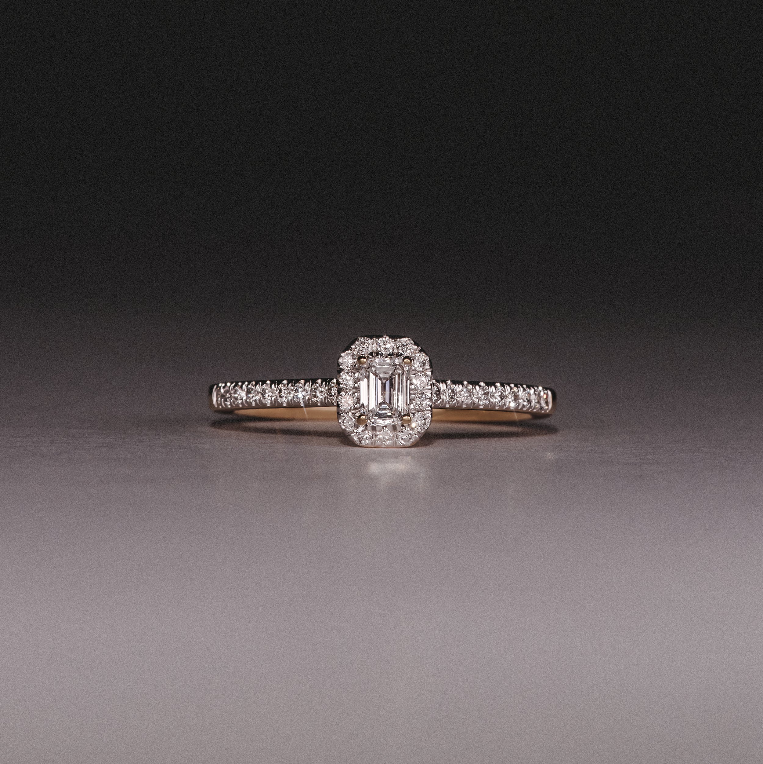 Lumia Emerald Cut Lab Diamond Halo Ring 0.33ct F/VS in 18K Gold Vermeil - Image 8