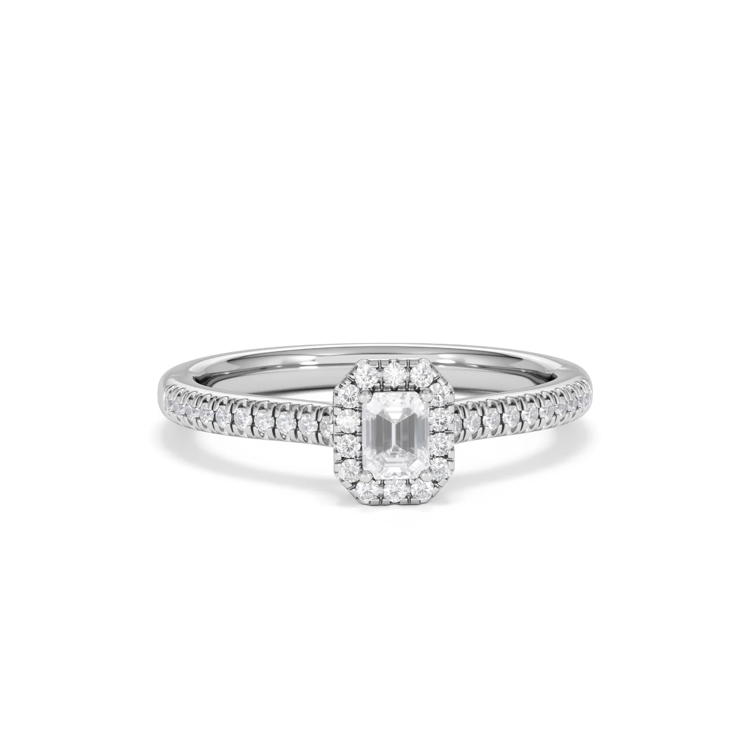 Lumia Emerald Cut Lab Diamond Halo Ring 0.33ct F/VS in 925 Silver - Image 11