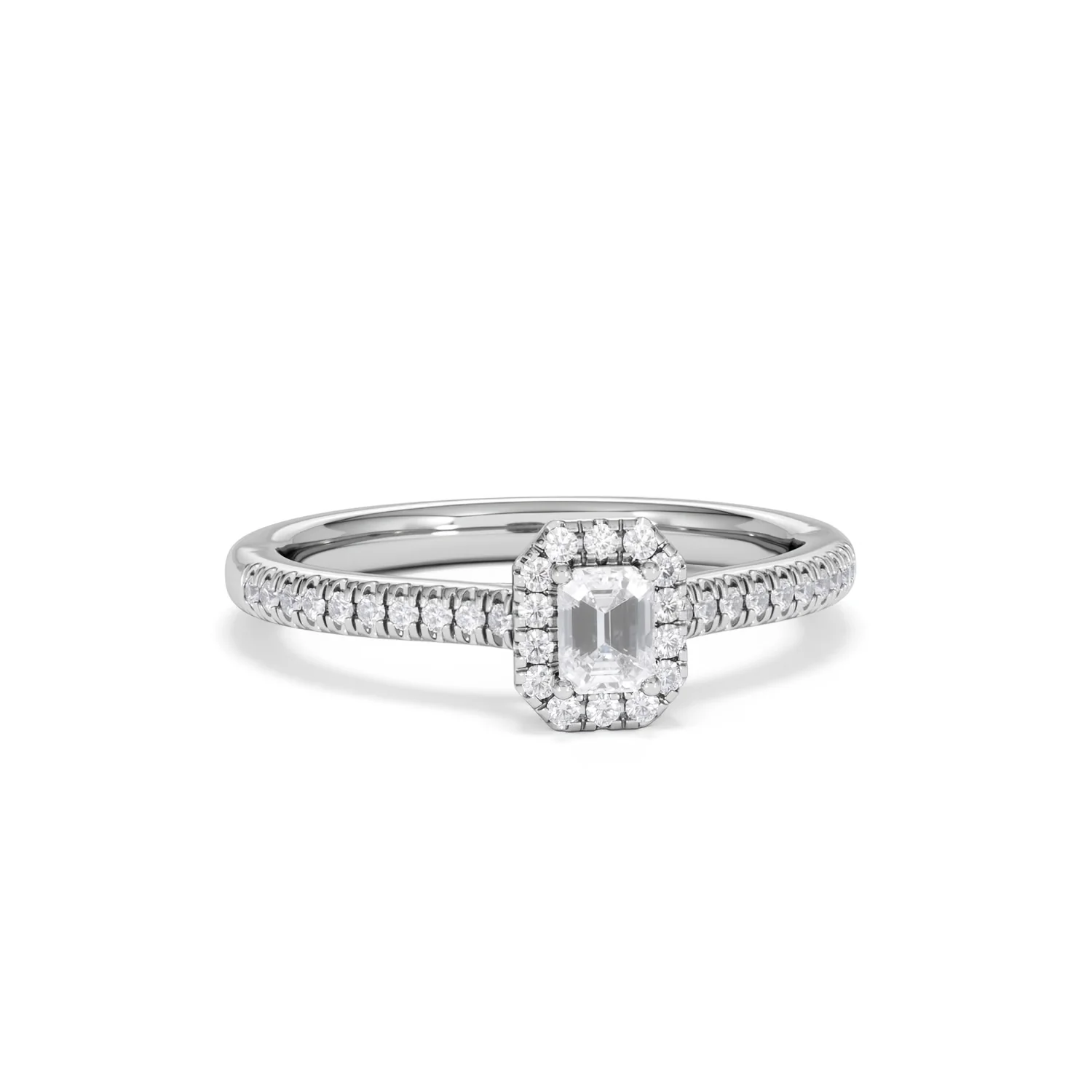 Lumia Emerald Cut Lab Diamond Halo Ring 0.33ct F/VS in 925 Silver - Image 12
