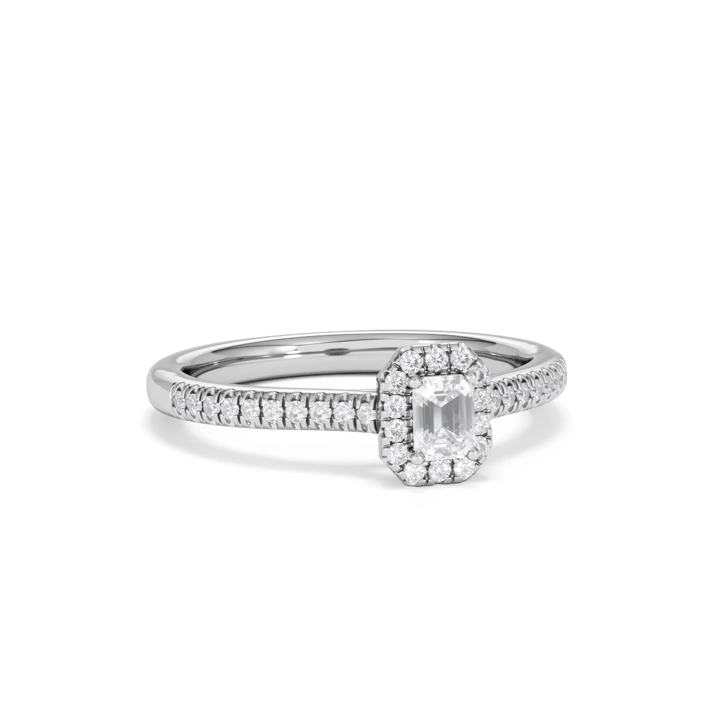 Lumia Emerald Cut Lab Diamond Halo Ring 0.33ct F/VS in 925 Silver - Image 14