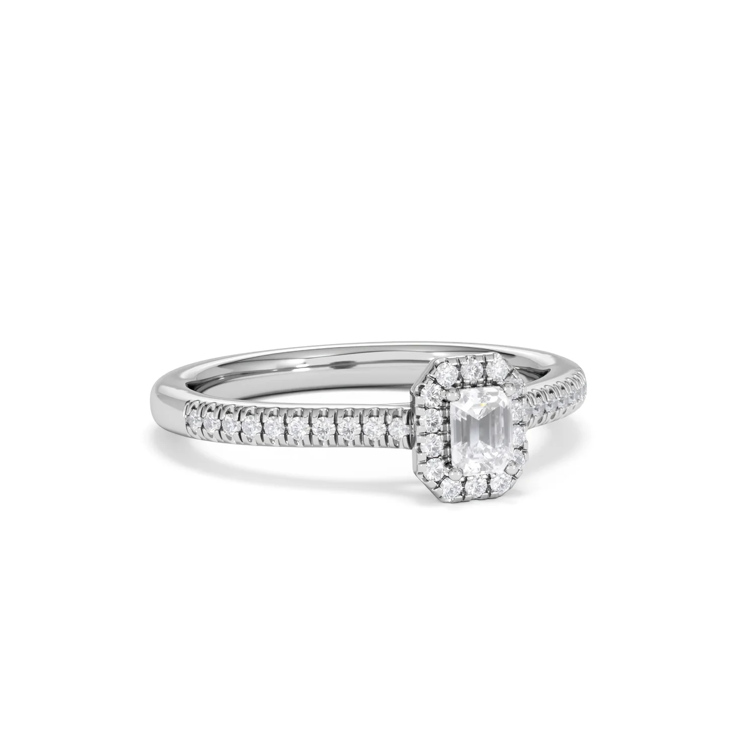 Lumia Emerald Cut Lab Diamond Halo Ring 0.33ct F/VS in 925 Silver - Image 15