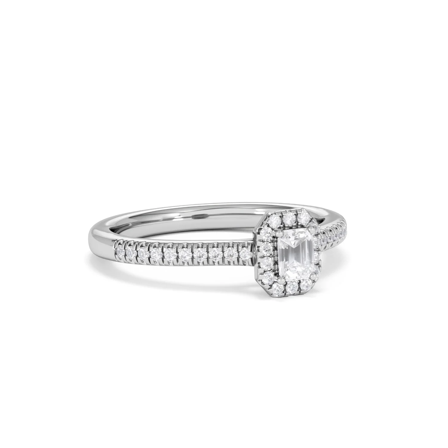 Lumia Emerald Cut Lab Diamond Halo Ring 0.33ct F/VS in 925 Silver - Image 16