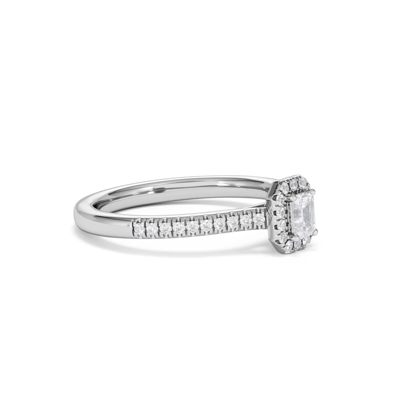 Lumia Emerald Cut Lab Diamond Halo Ring 0.33ct F/VS in 925 Silver - Image 21