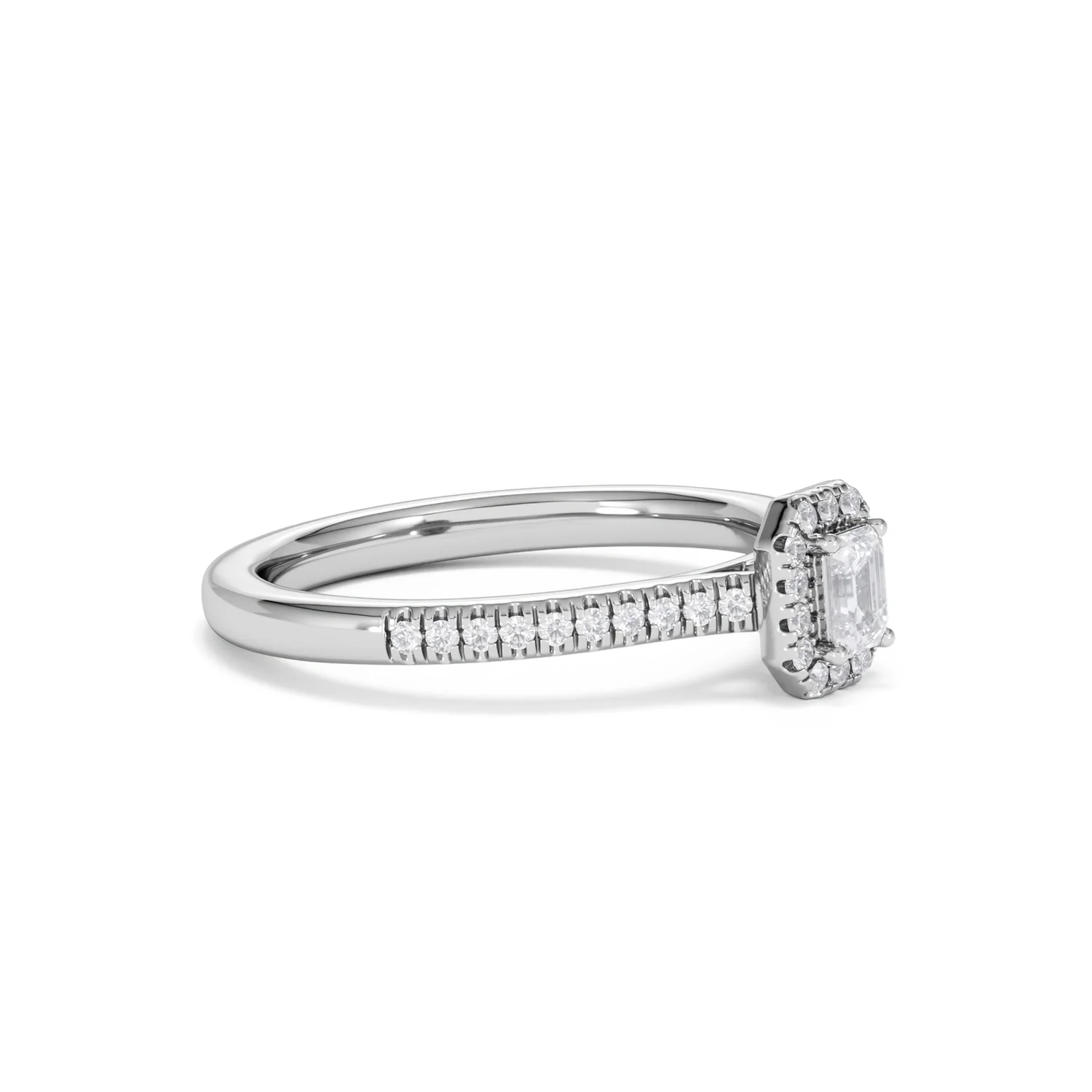 Lumia Emerald Cut Lab Diamond Halo Ring 0.33ct F/VS in 925 Silver - Image 22