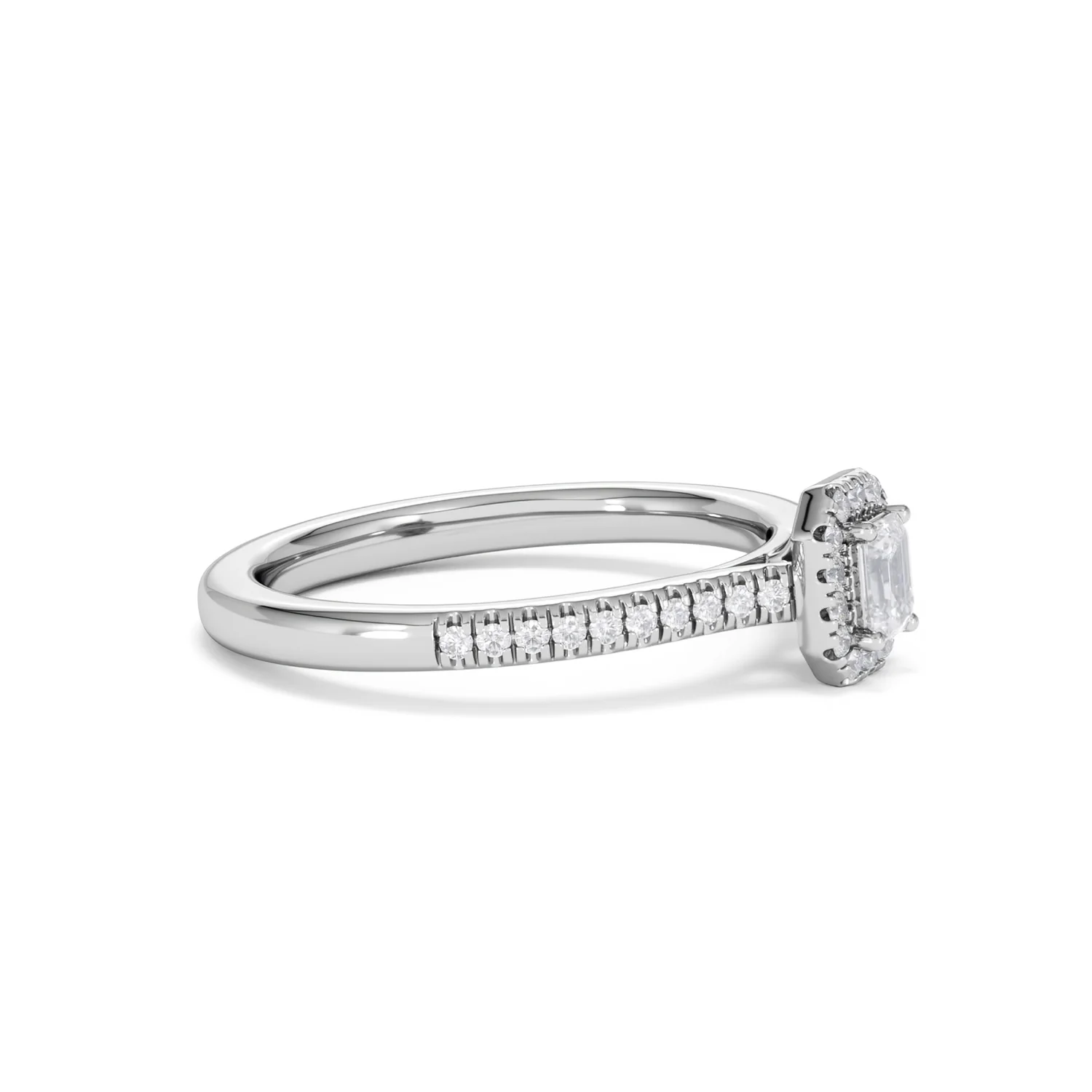 Lumia Emerald Cut Lab Diamond Halo Ring 0.33ct F/VS in 925 Silver - Image 24