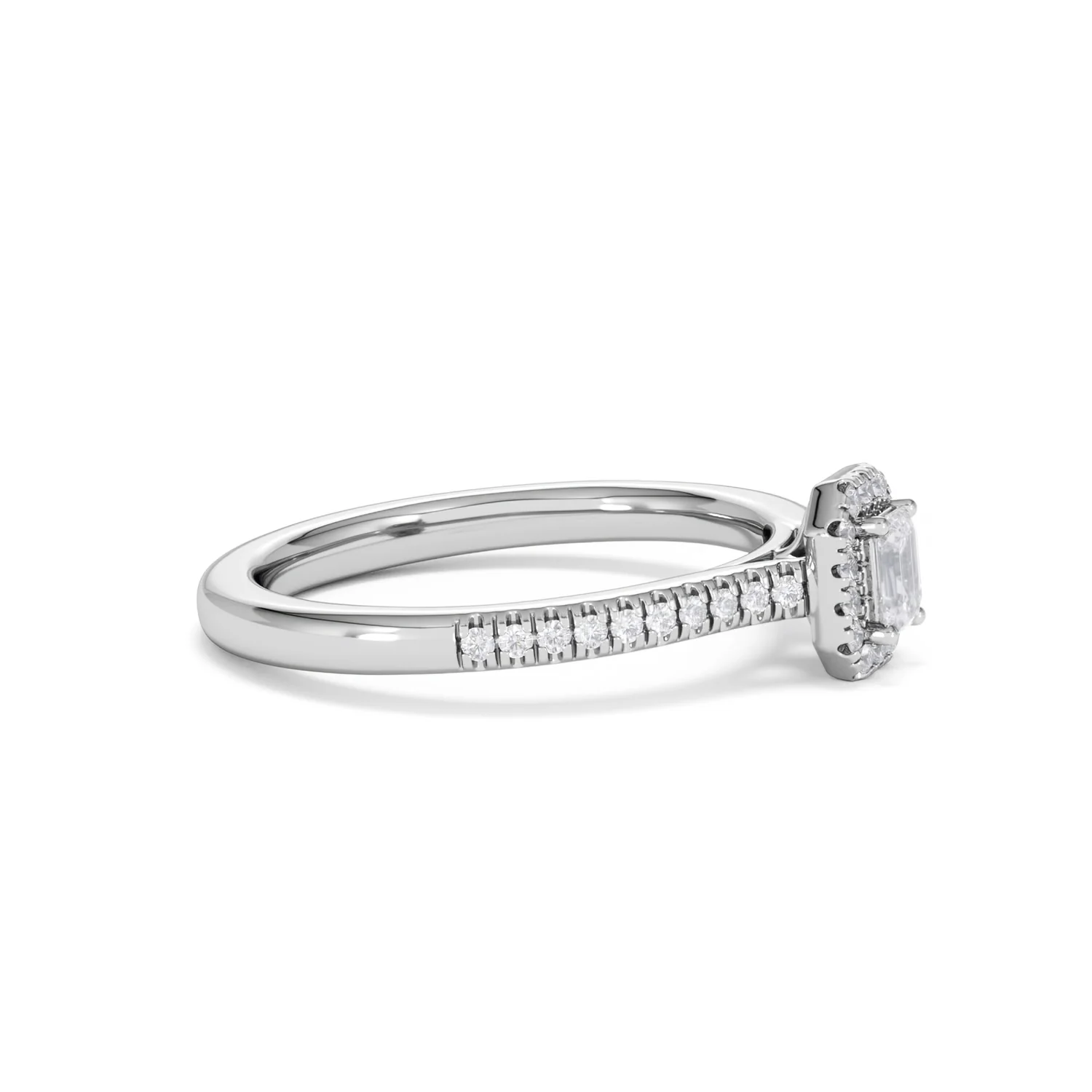 Lumia Emerald Cut Lab Diamond Halo Ring 0.33ct F/VS in 925 Silver - Image 25