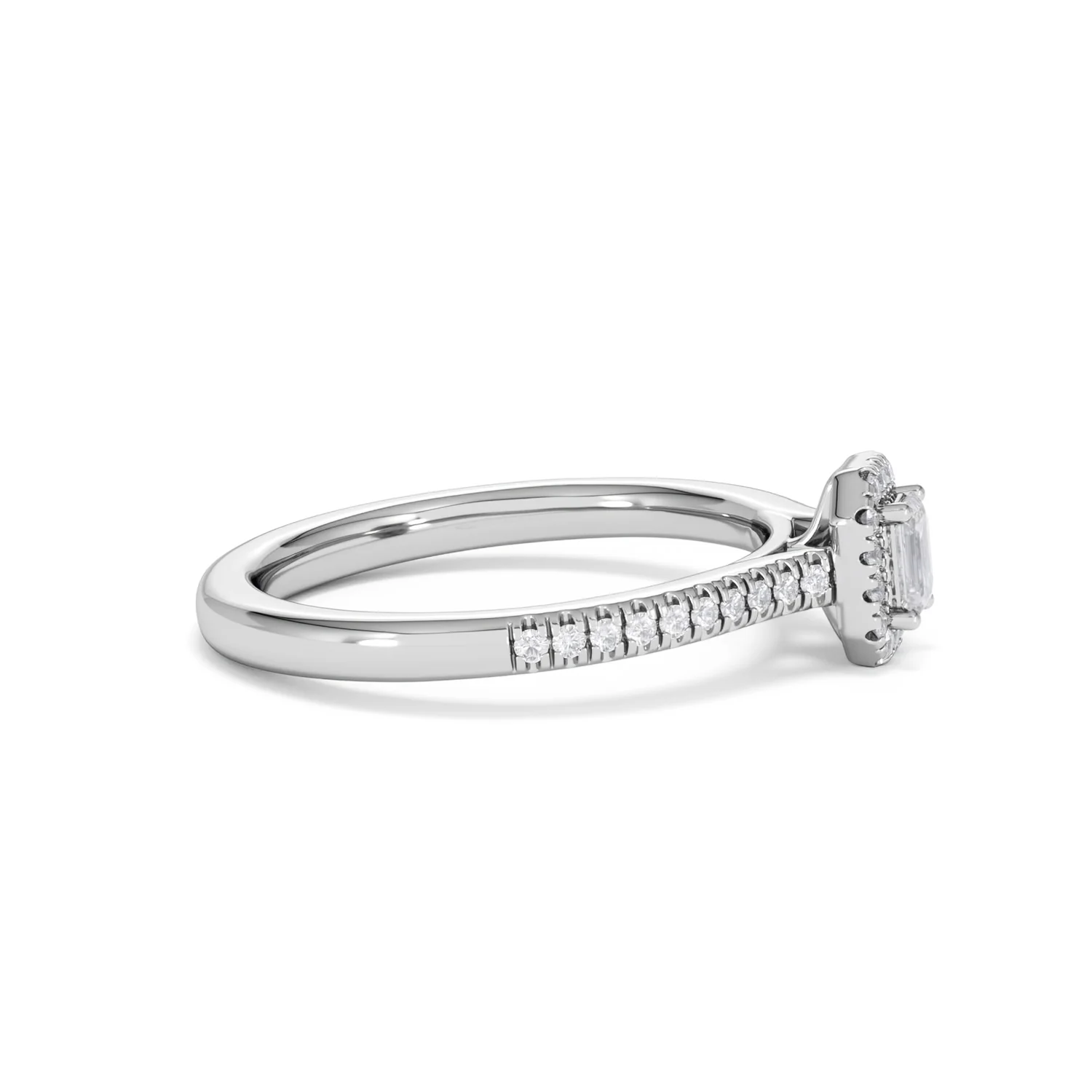 Lumia Emerald Cut Lab Diamond Halo Ring 0.33ct F/VS in 925 Silver - Image 27