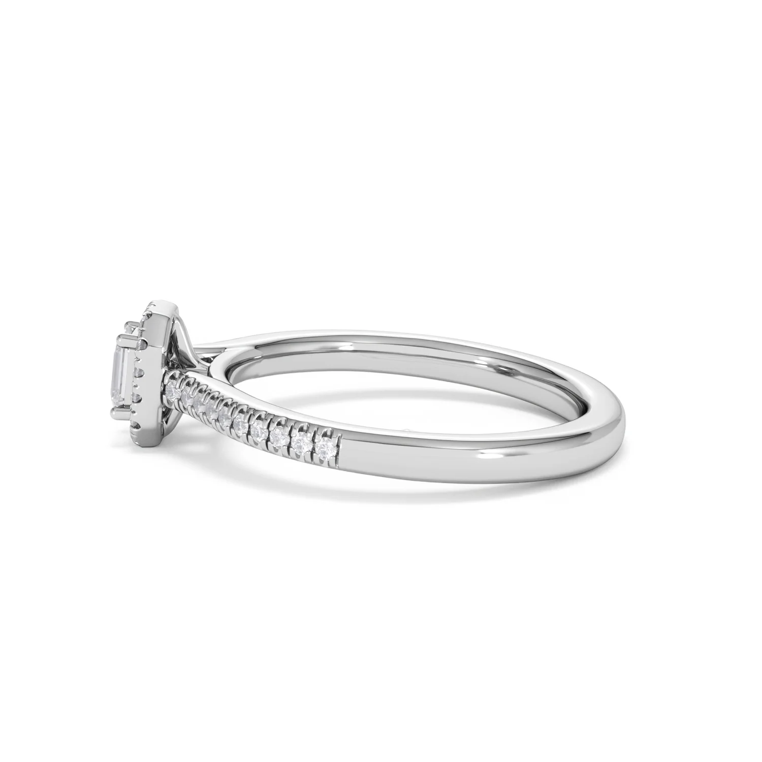 Lumia Emerald Cut Lab Diamond Halo Ring 0.33ct F/VS in 925 Silver - Image 69