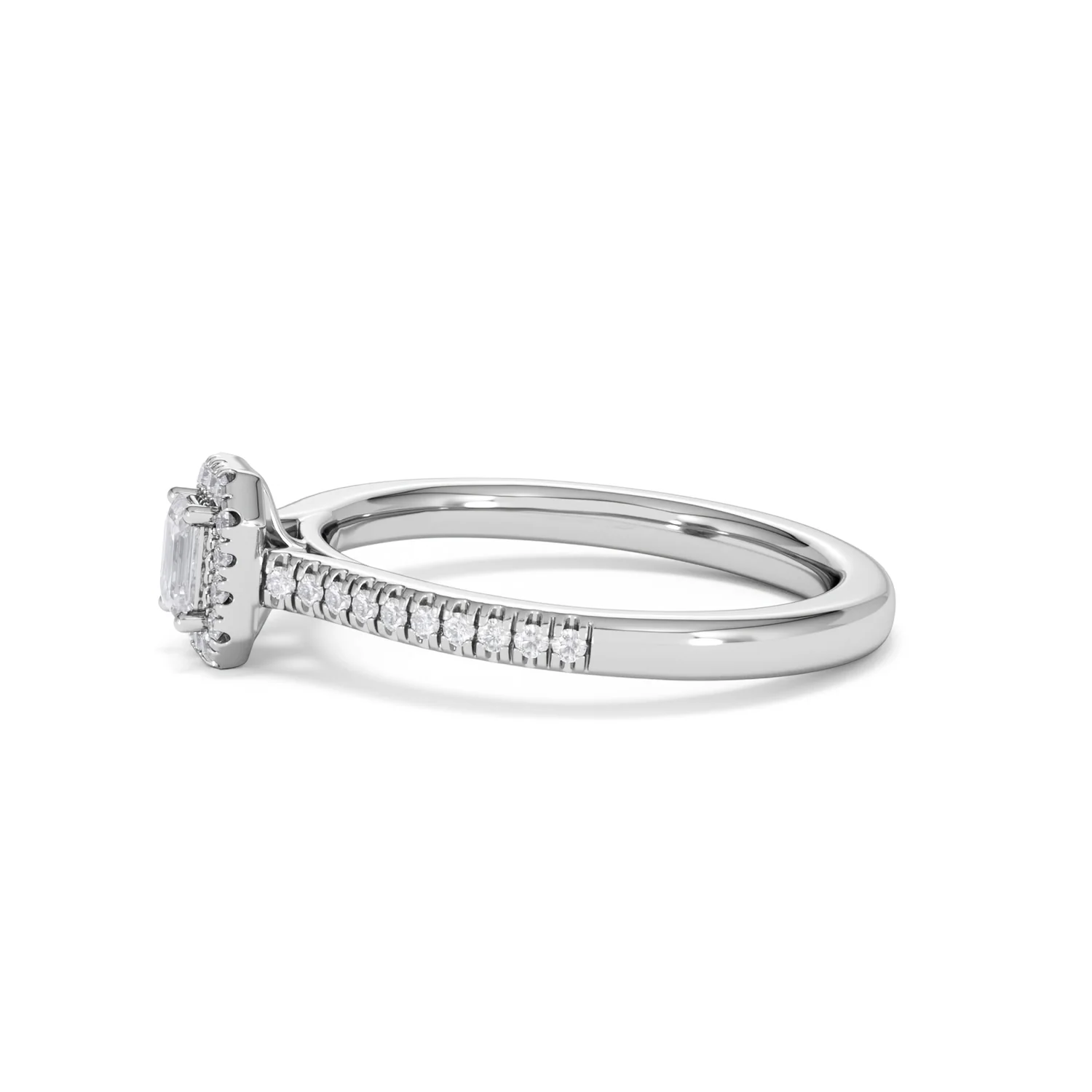 Lumia Emerald Cut Lab Diamond Halo Ring 0.33ct F/VS in 925 Silver - Image 73