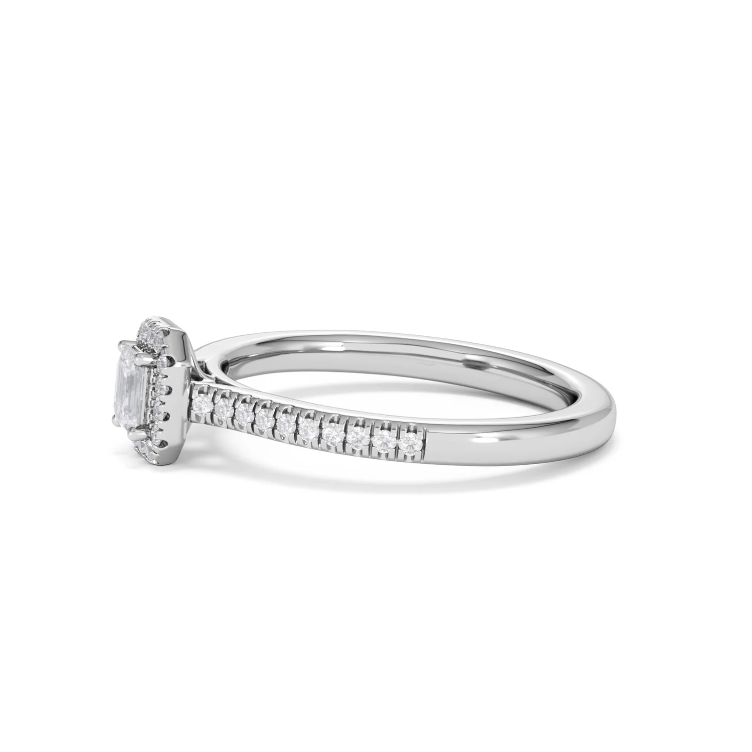 Lumia Emerald Cut Lab Diamond Halo Ring 0.33ct F/VS in 925 Silver - Image 74