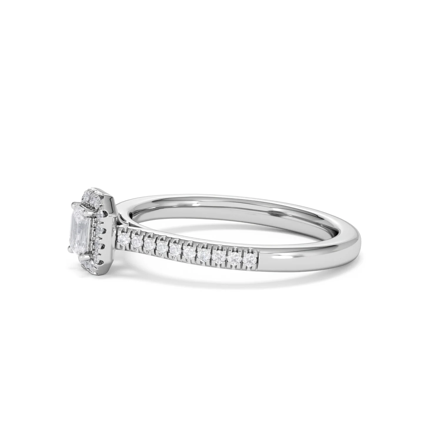 Lumia Emerald Cut Lab Diamond Halo Ring 0.33ct F/VS in 925 Silver - Image 75