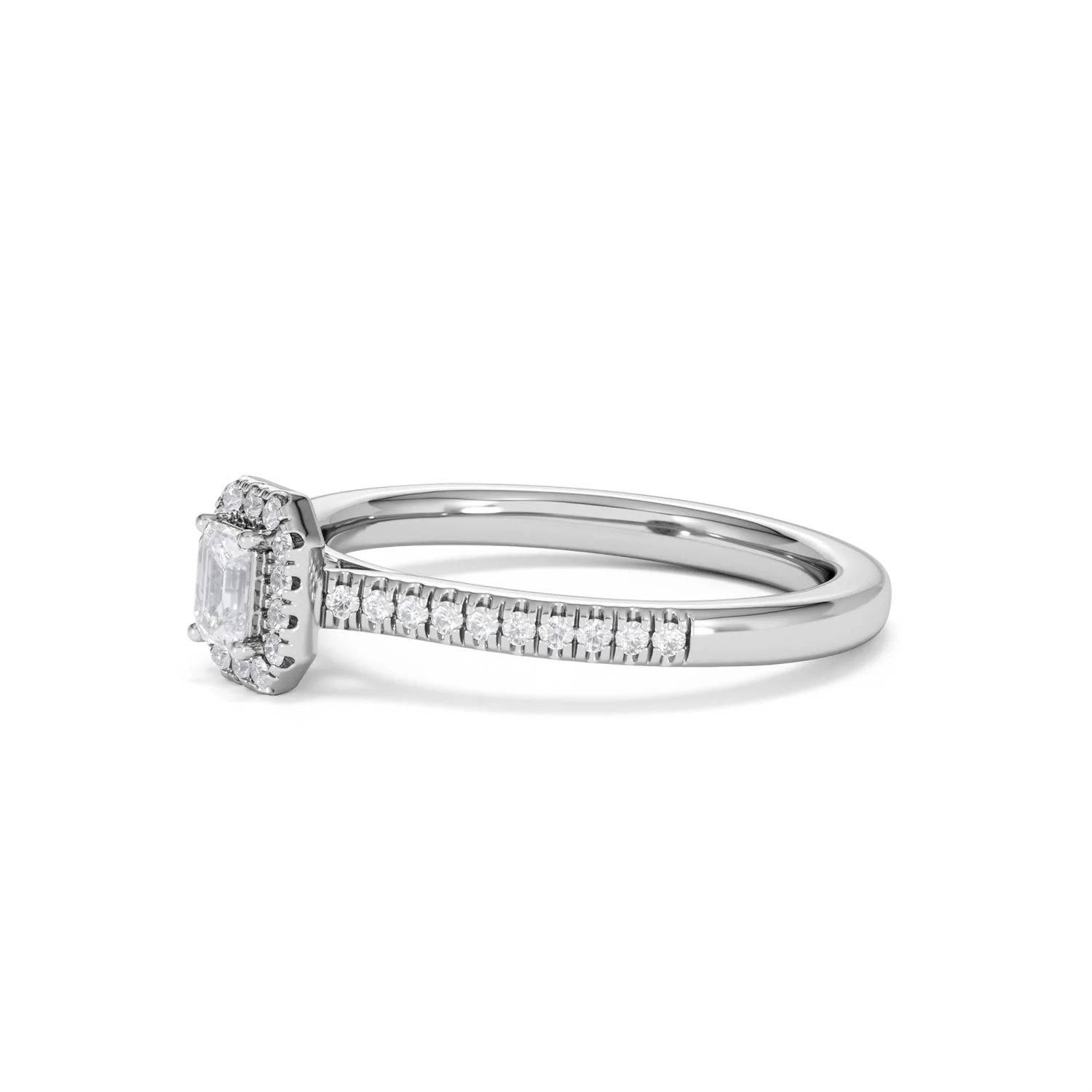 Lumia Emerald Cut Lab Diamond Halo Ring 0.33ct F/VS in 925 Silver - Image 77