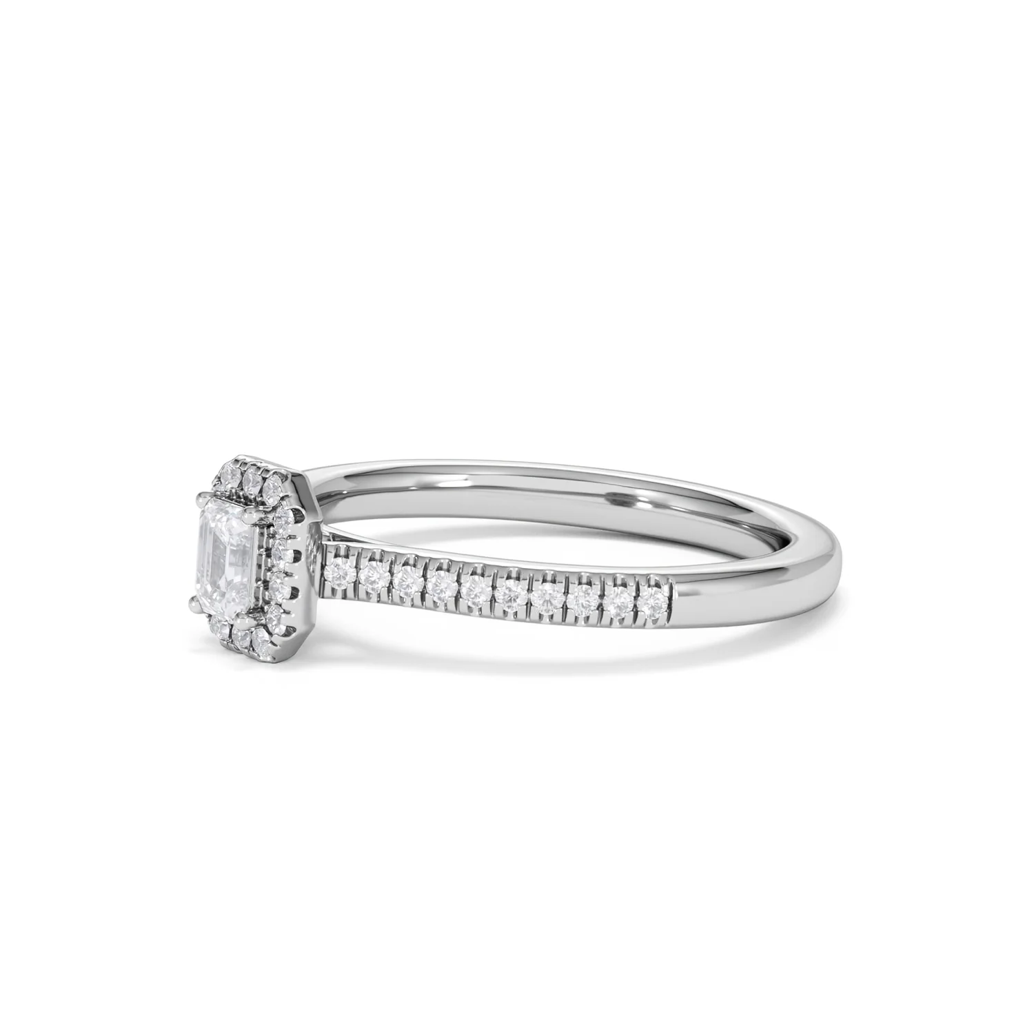 Lumia Emerald Cut Lab Diamond Halo Ring 0.33ct F/VS in 925 Silver - Image 78