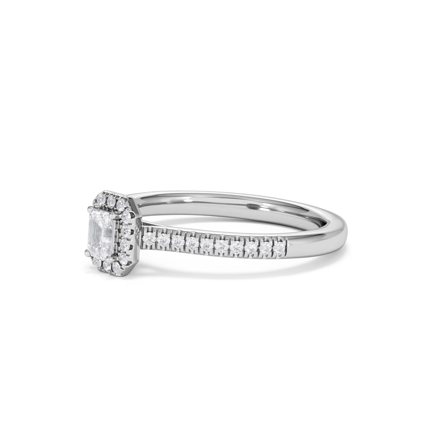 Lumia Emerald Cut Lab Diamond Halo Ring 0.33ct F/VS in 925 Silver - Image 79