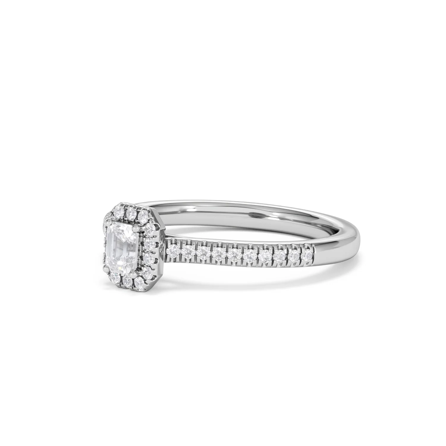 Lumia Emerald Cut Lab Diamond Halo Ring 0.33ct F/VS in 925 Silver - Image 81