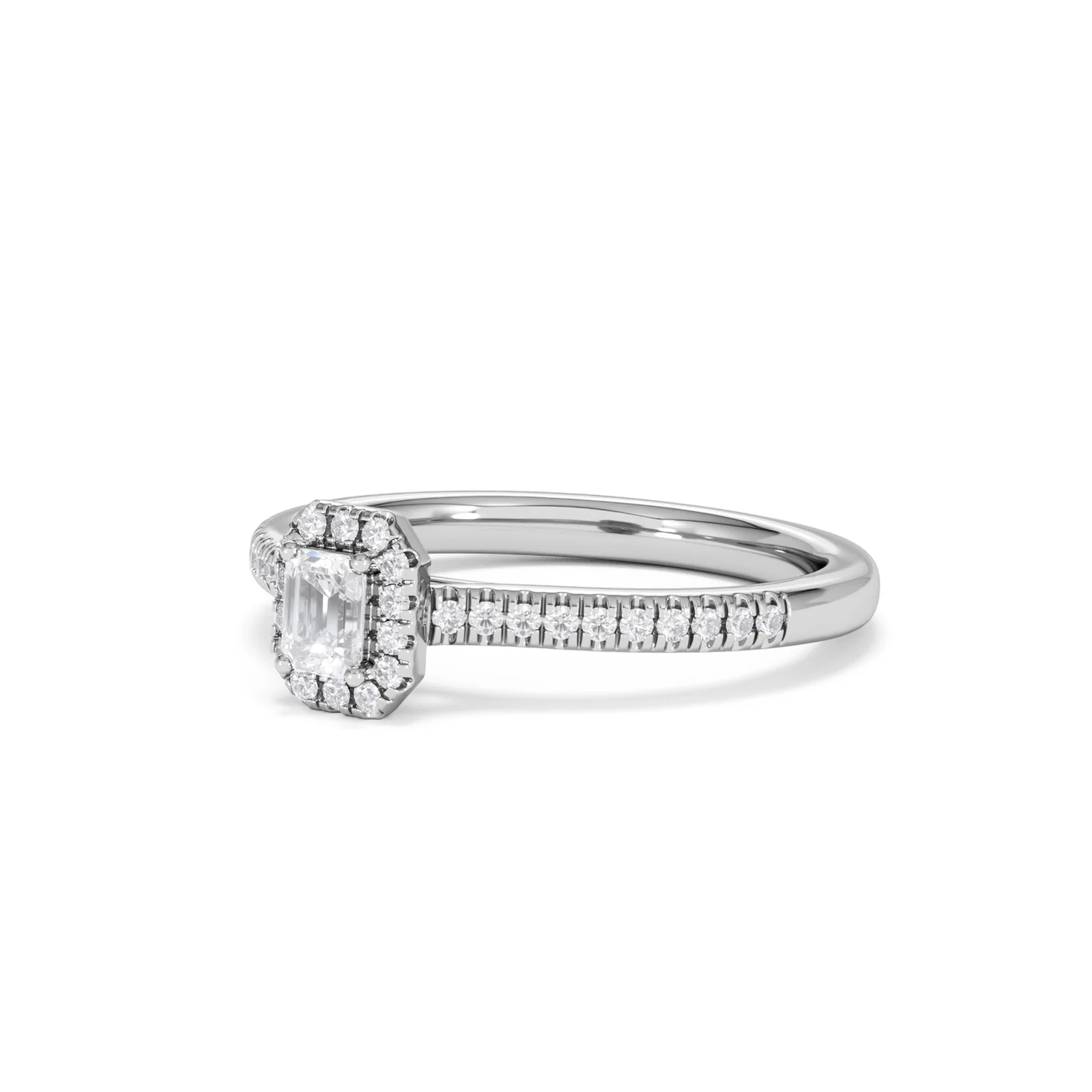Lumia Emerald Cut Lab Diamond Halo Ring 0.33ct F/VS in 925 Silver - Image 82